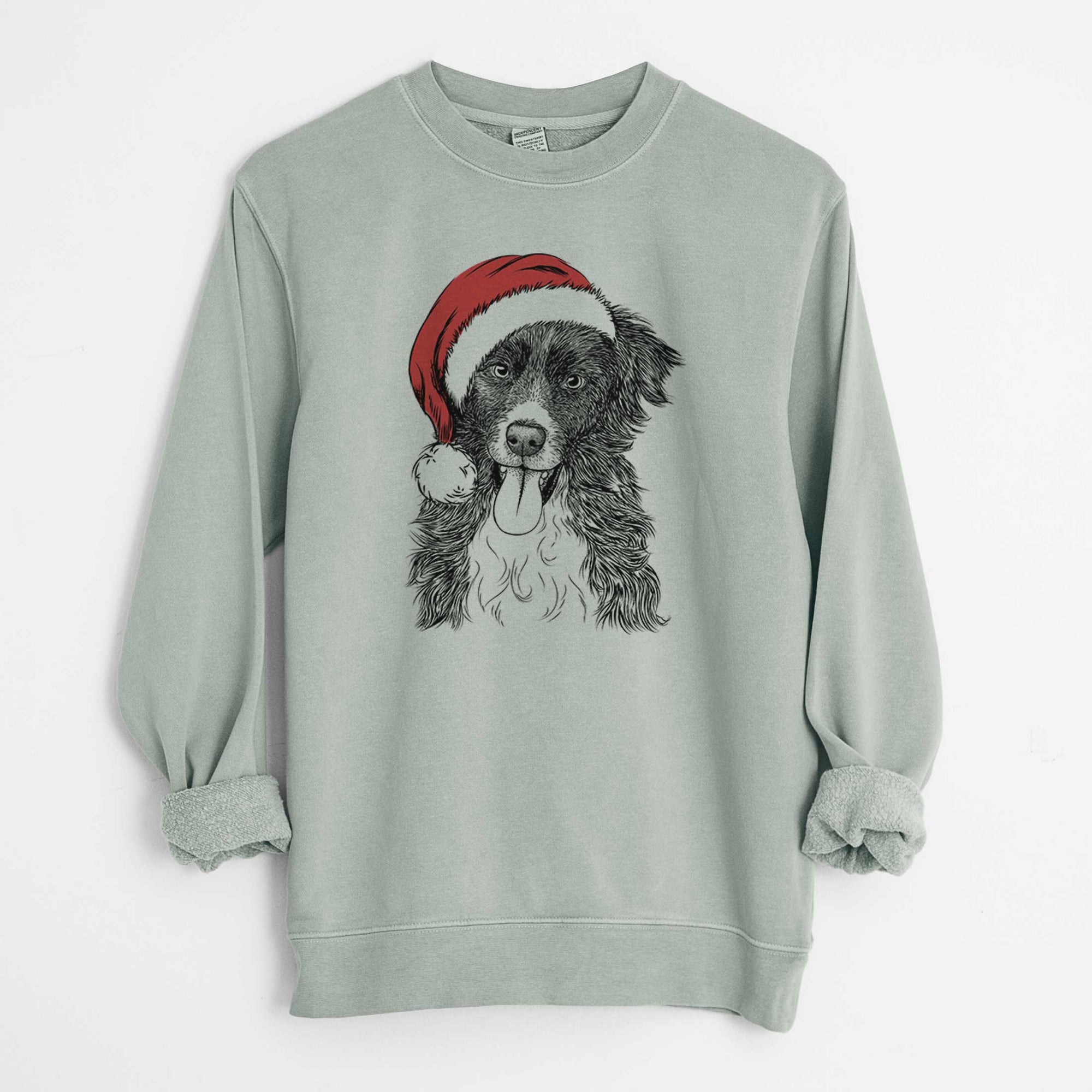 Santa Indi the Border Collie - Unisex Pigment Dyed Crew Sweatshirt