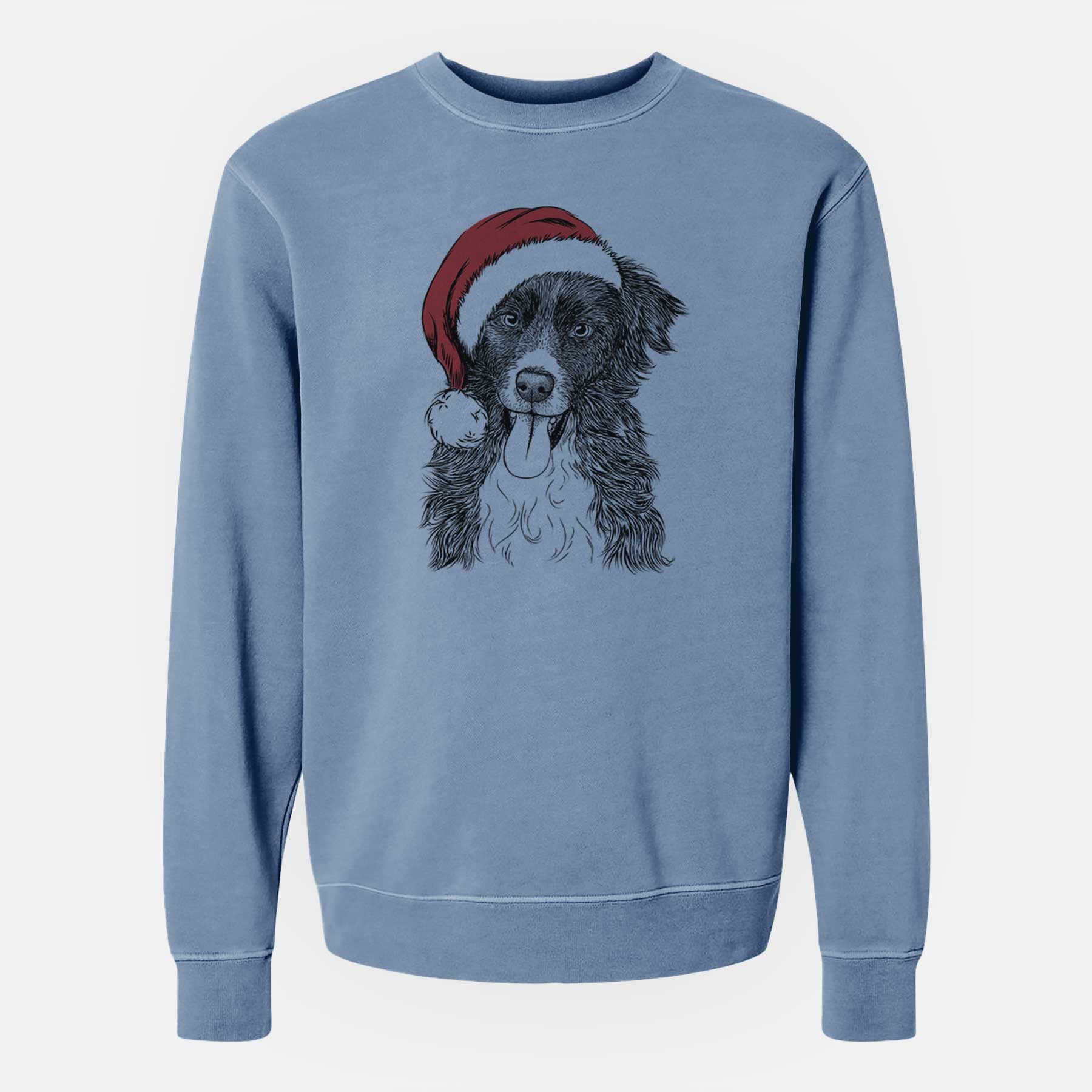 Santa Indi the Border Collie - Unisex Pigment Dyed Crew Sweatshirt