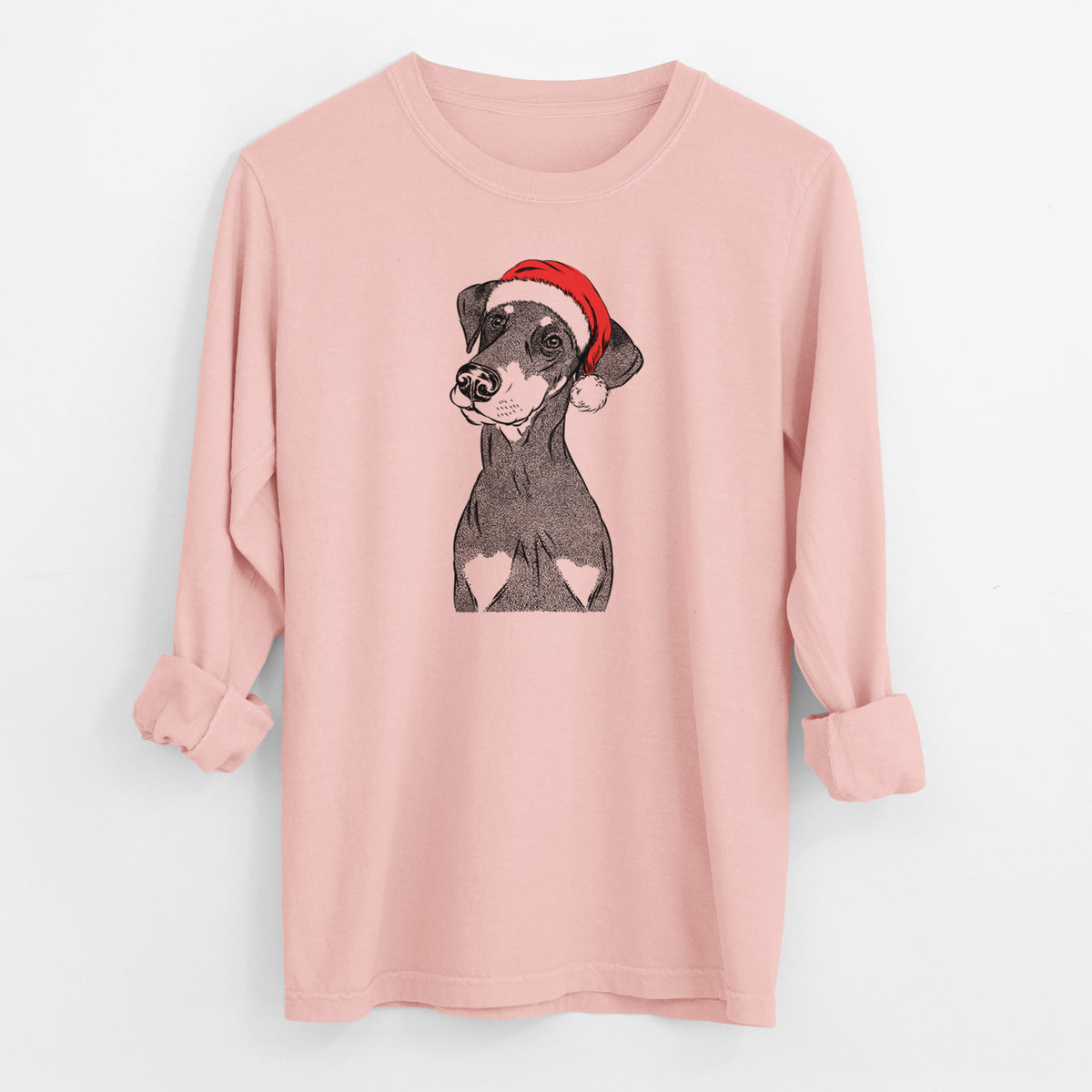 Santa Iroh the Doberman Pinscher - Men's Heavyweight 100% Cotton Long Sleeve