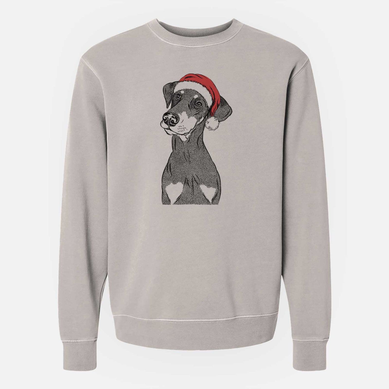 Santa Iroh the Doberman Pinscher - Unisex Pigment Dyed Crew Sweatshirt