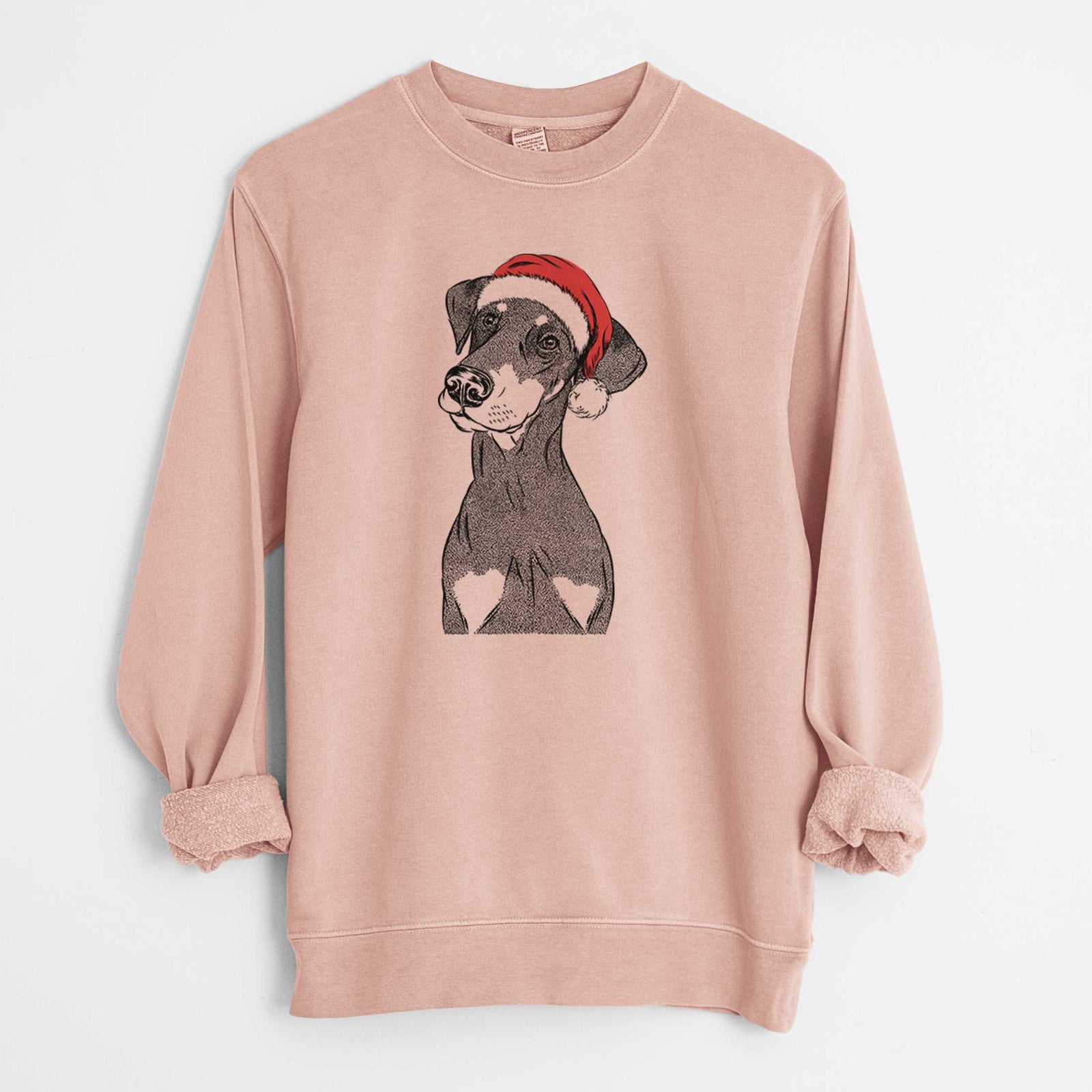 Santa Iroh the Doberman Pinscher - Unisex Pigment Dyed Crew Sweatshirt