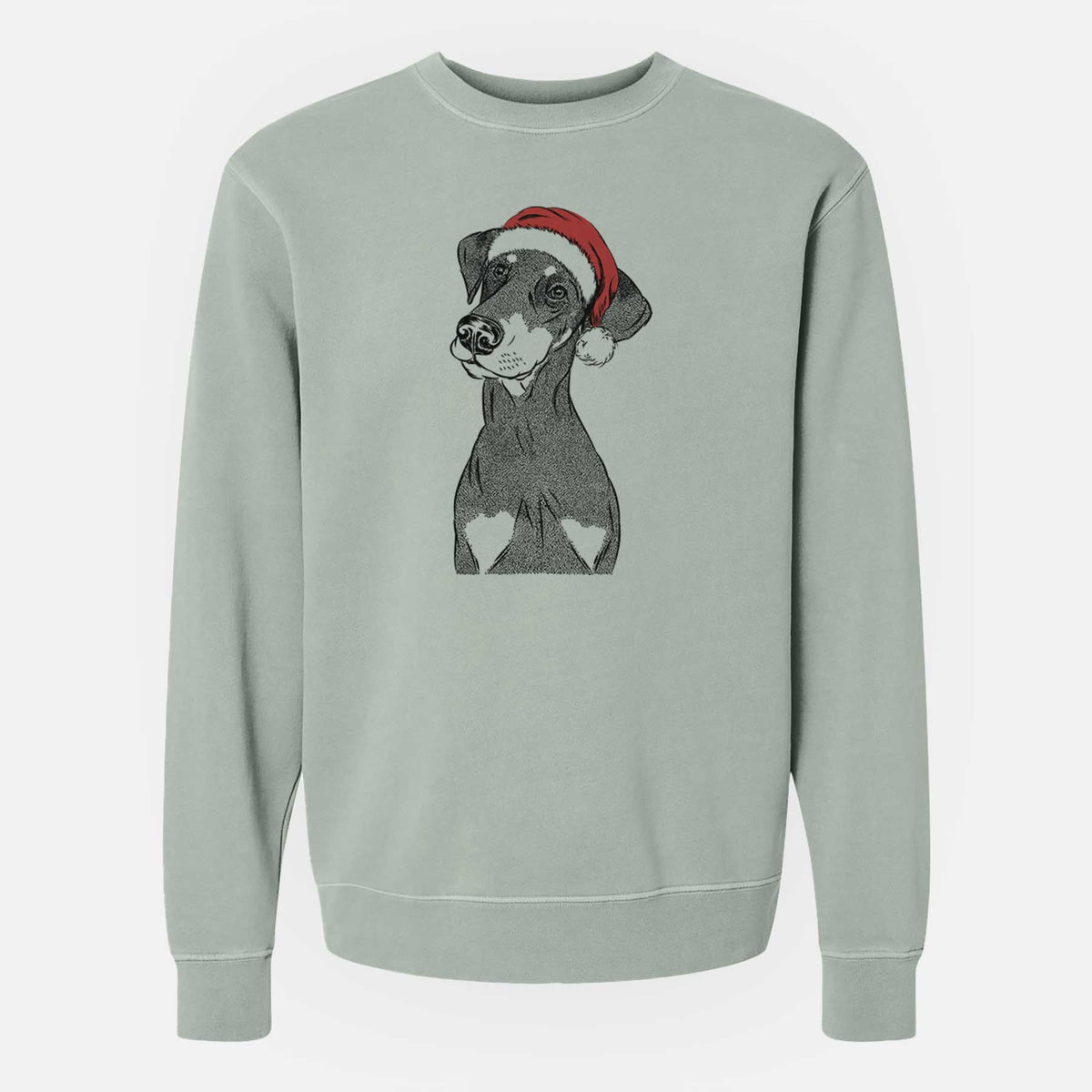 Santa Iroh the Doberman Pinscher - Unisex Pigment Dyed Crew Sweatshirt
