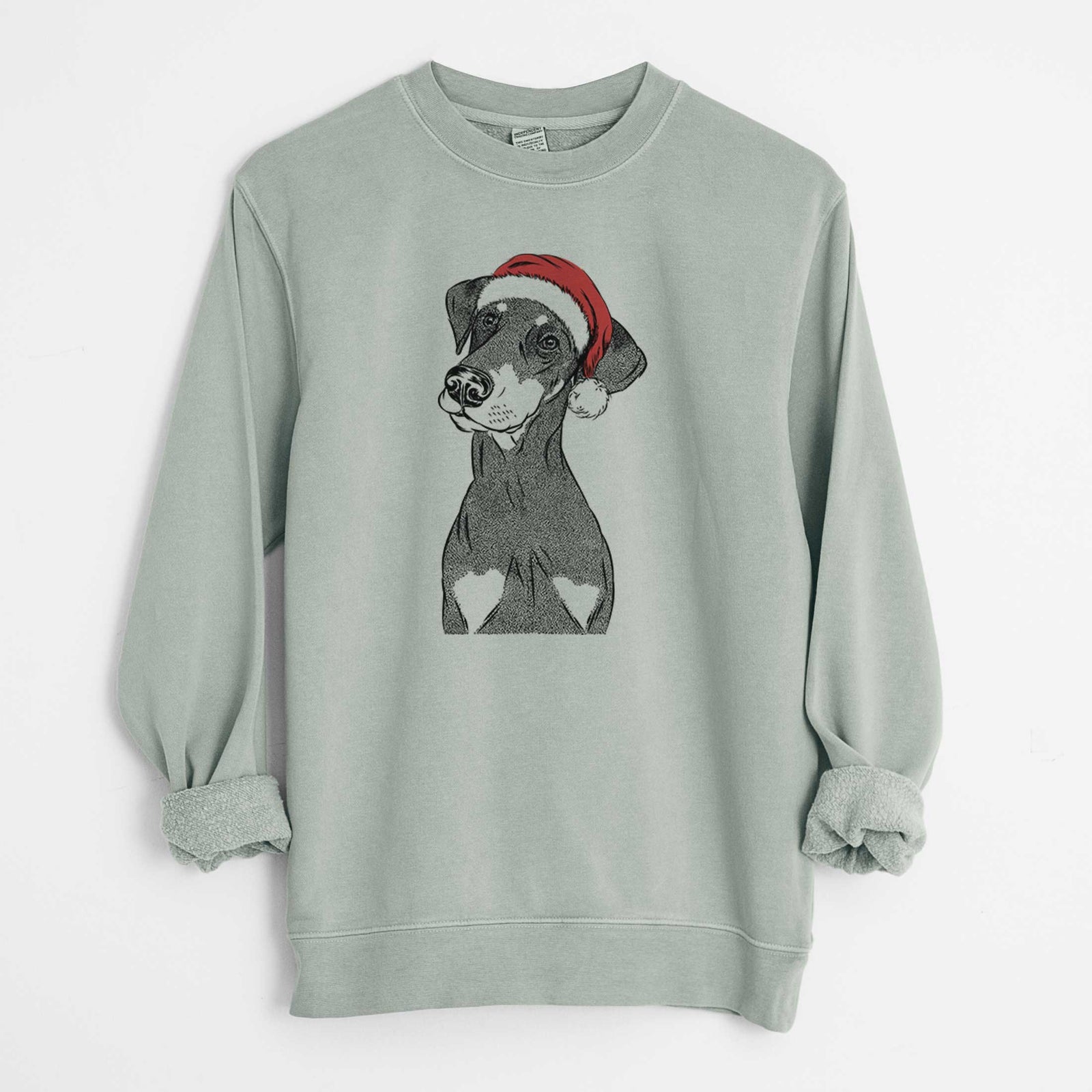 Santa Iroh the Doberman Pinscher - Unisex Pigment Dyed Crew Sweatshirt