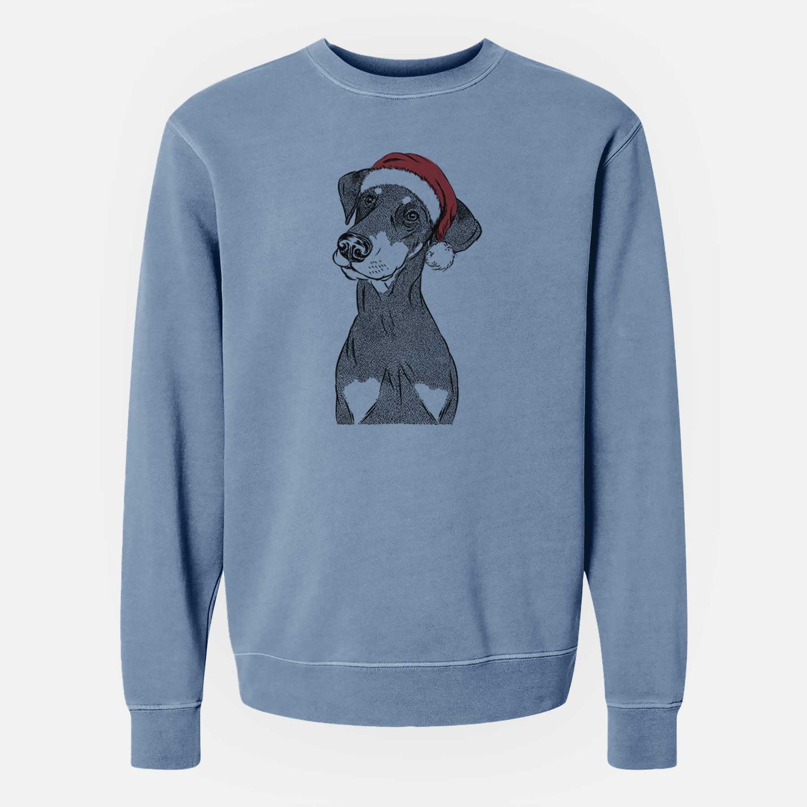 Santa Iroh the Doberman Pinscher - Unisex Pigment Dyed Crew Sweatshirt