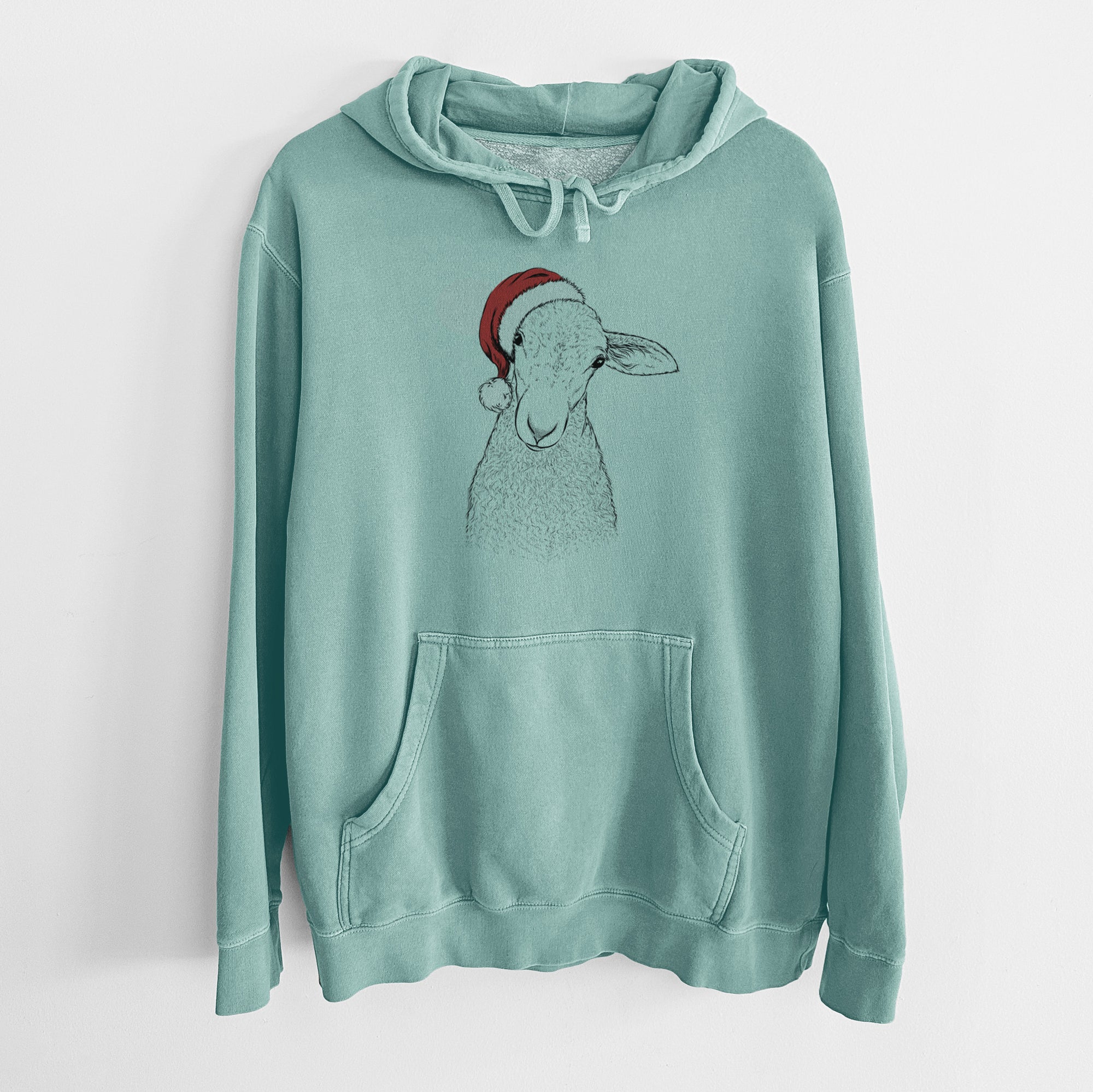 Santa Hat Ivy the Lamb - Unisex Pigment Dyed Hoodie