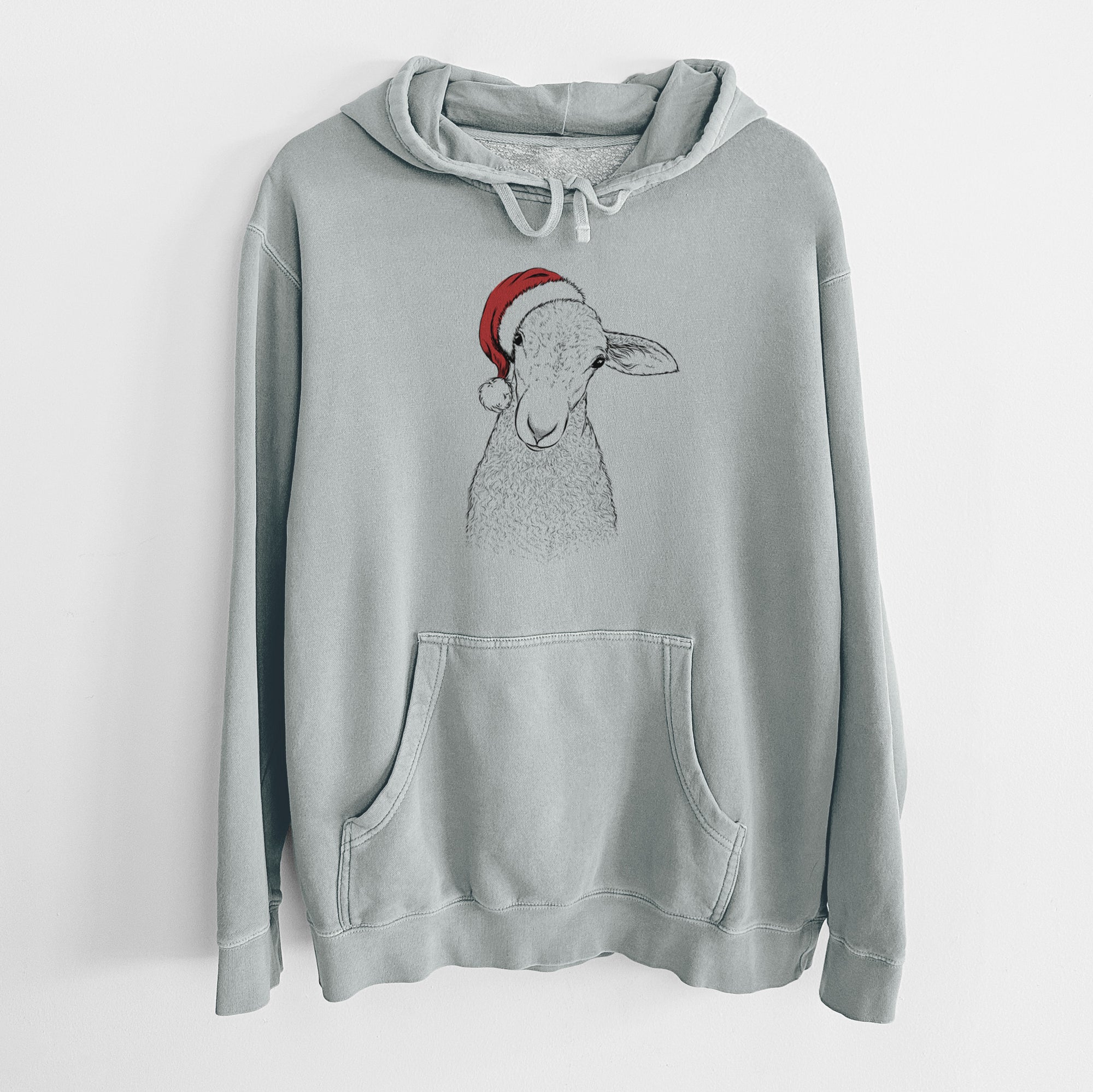 Santa Hat Ivy the Lamb - Unisex Pigment Dyed Hoodie