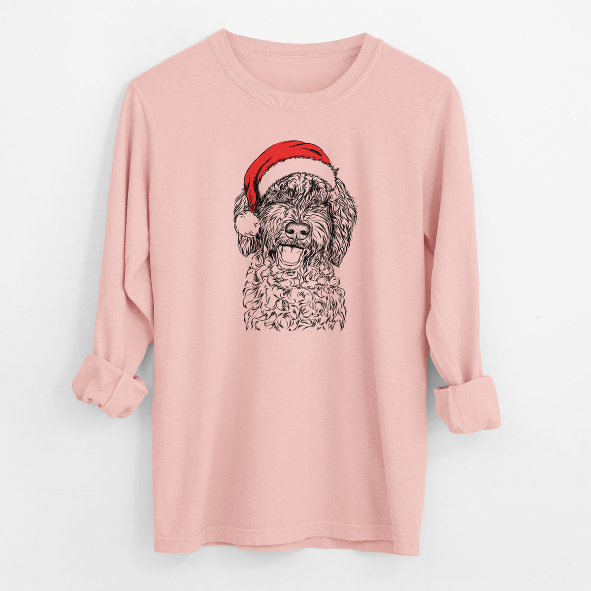 Santa Jack the Chocolate Labradoodle - Men's Heavyweight 100% Cotton Long Sleeve