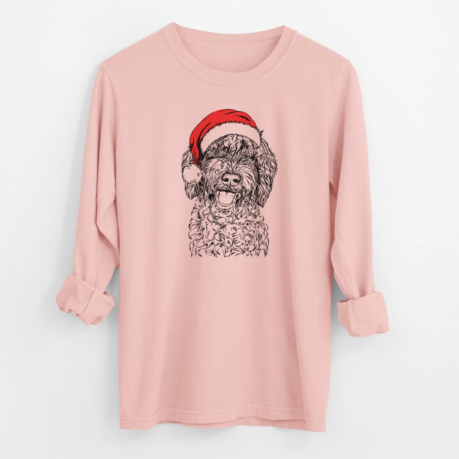 Santa Jack the Chocolate Labradoodle - Men's Heavyweight 100% Cotton Long Sleeve