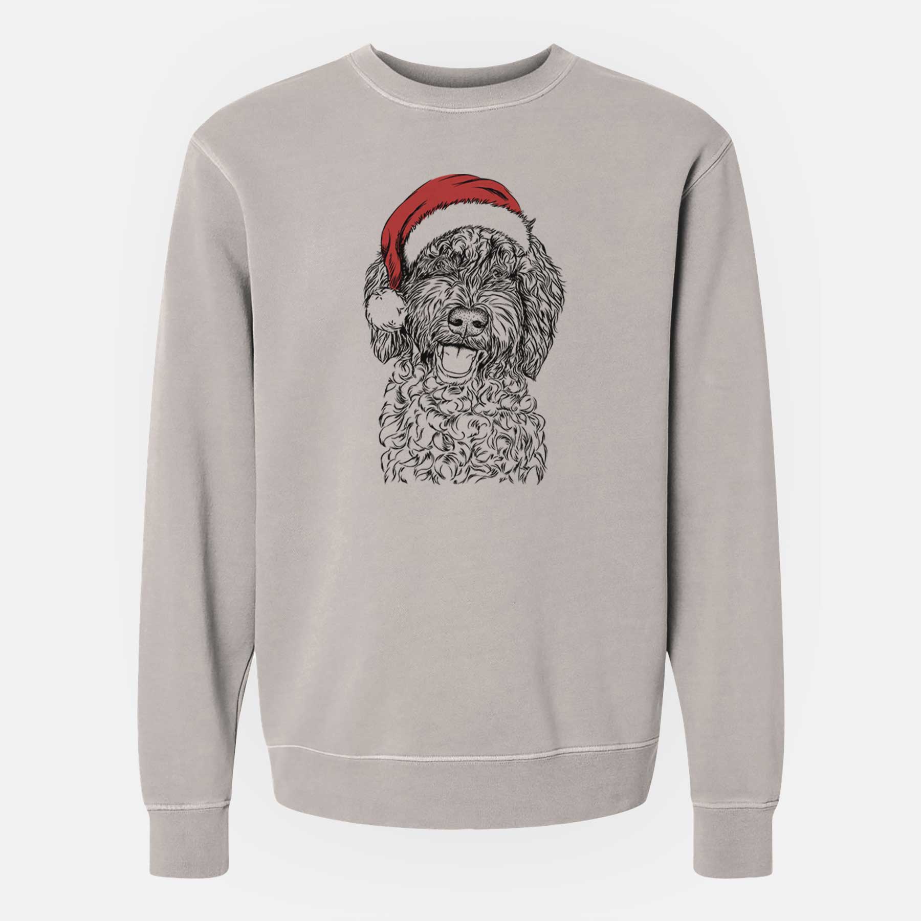 Santa Jack the Chocolate Labradoodle - Unisex Pigment Dyed Crew Sweatshirt
