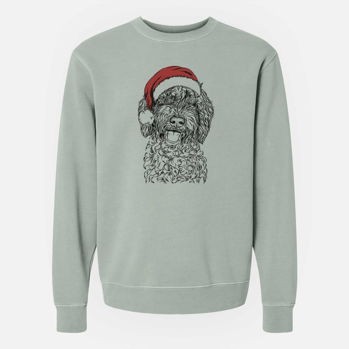 Santa Jack the Chocolate Labradoodle - Unisex Pigment Dyed Crew Sweatshirt
