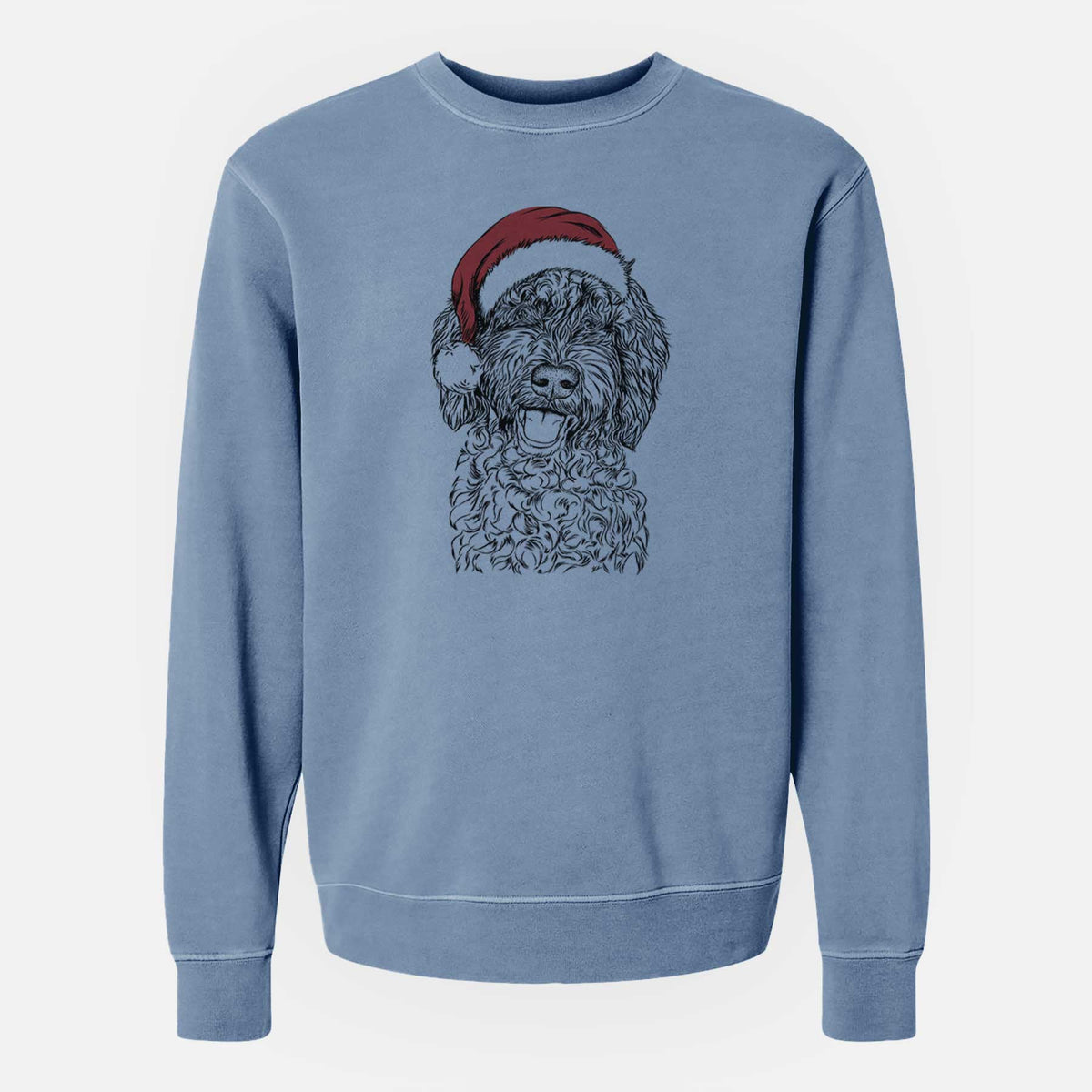 Santa Jack the Chocolate Labradoodle - Unisex Pigment Dyed Crew Sweatshirt