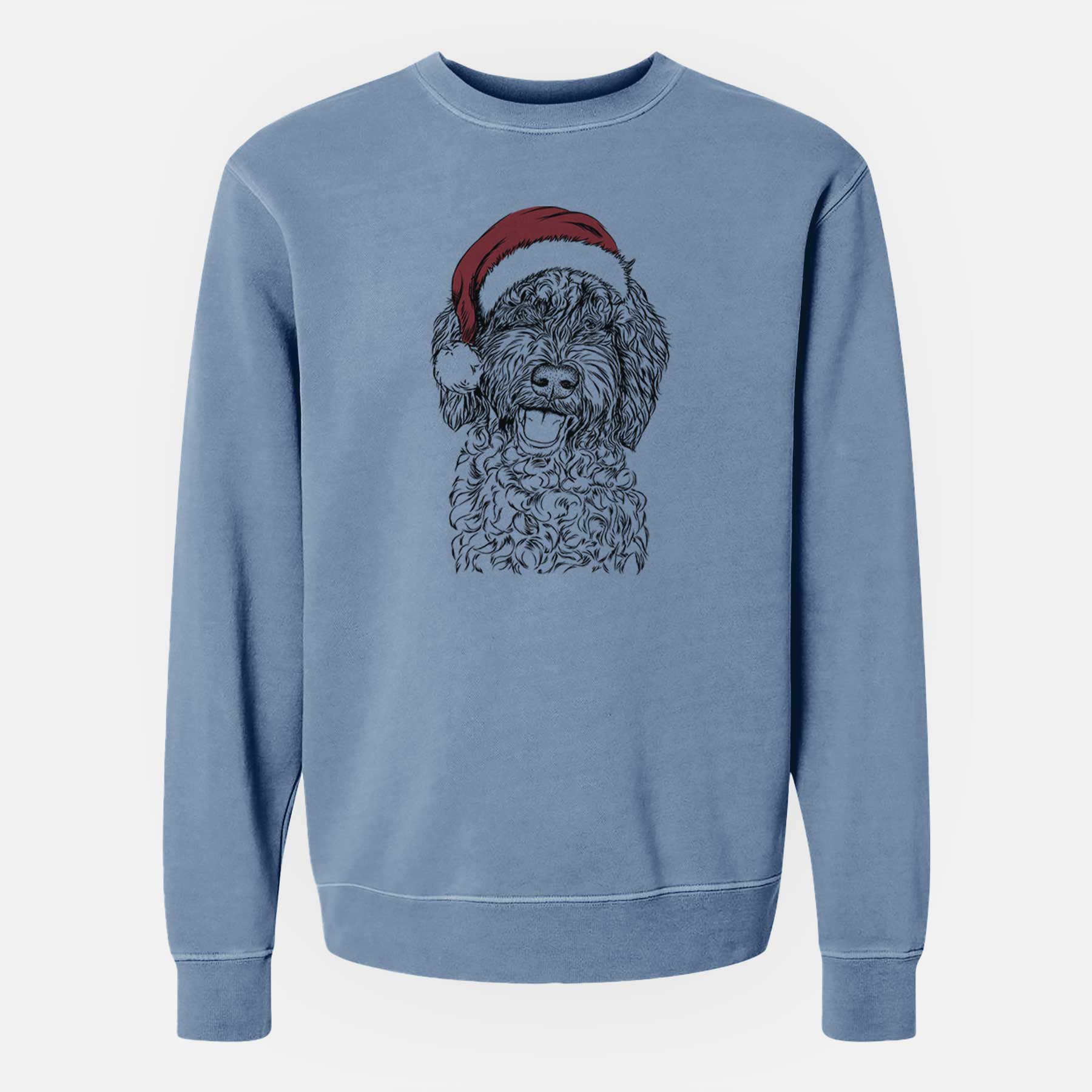 Santa Jack the Chocolate Labradoodle - Unisex Pigment Dyed Crew Sweatshirt