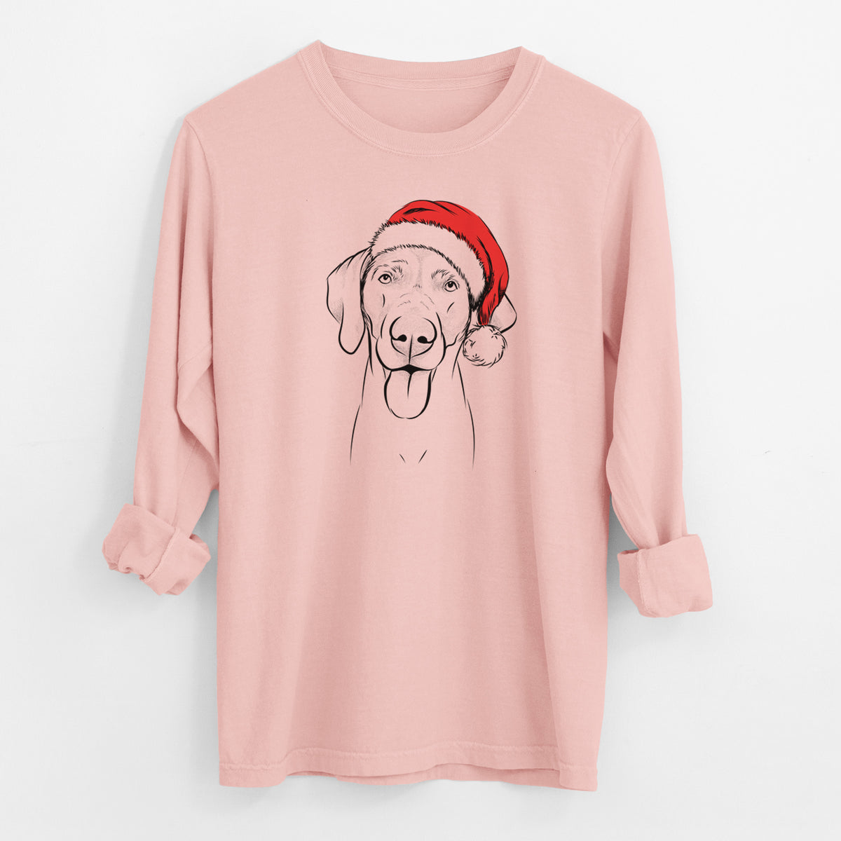 Santa Jackson the Weimaraner - Men's Heavyweight 100% Cotton Long Sleeve