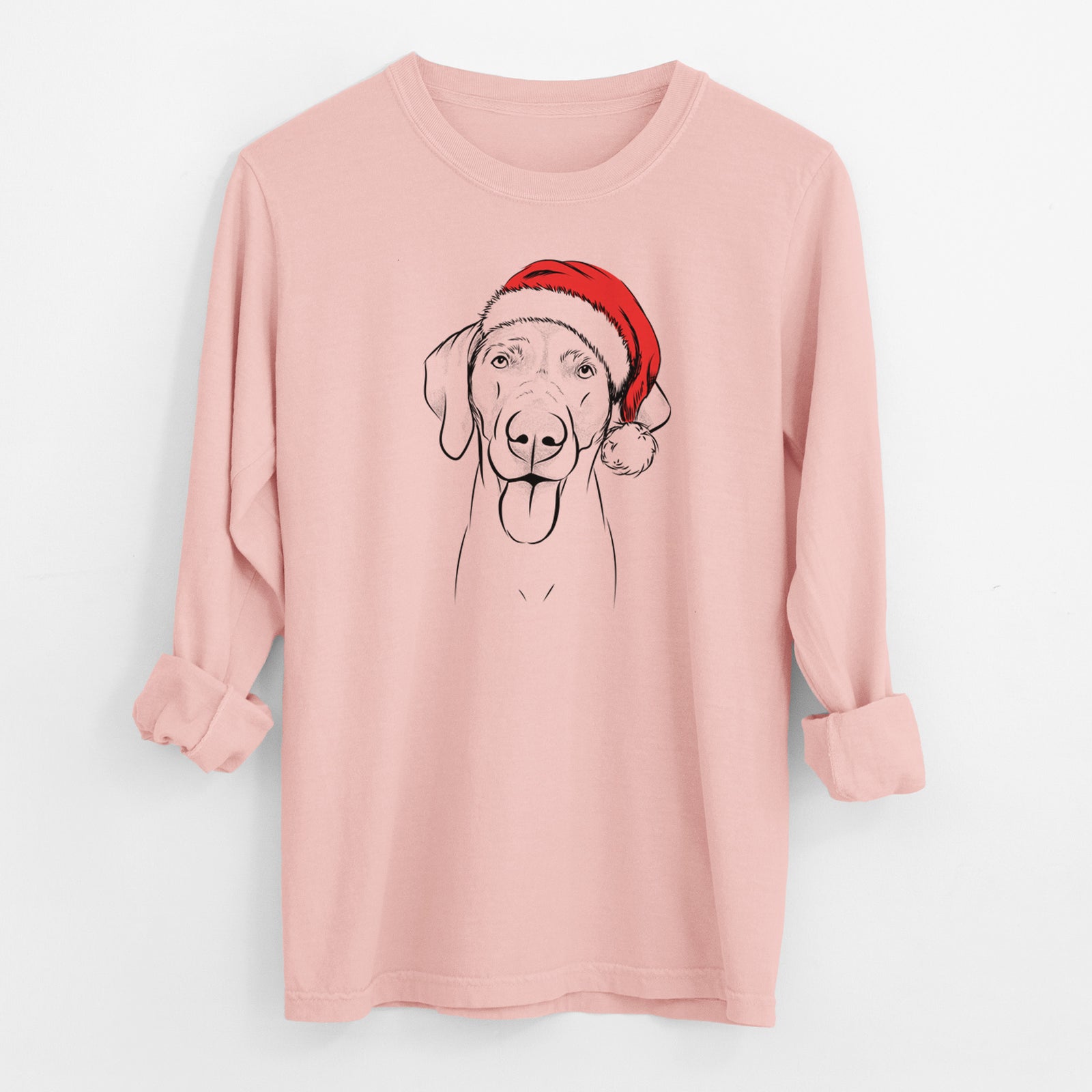 Santa Jackson the Weimaraner - Men's Heavyweight 100% Cotton Long Sleeve