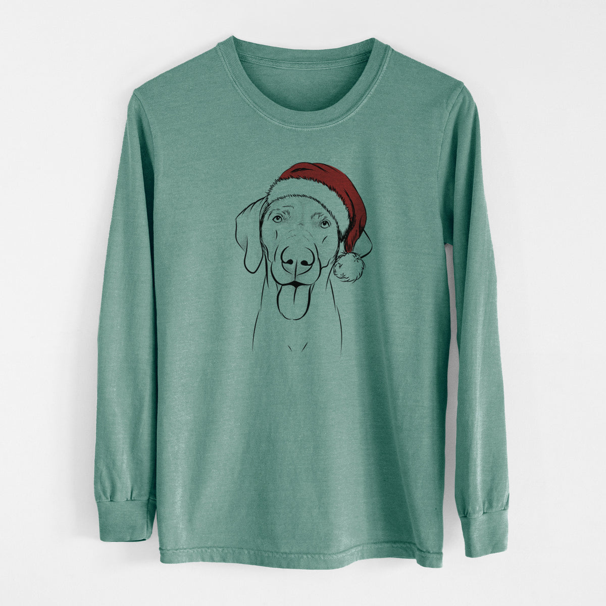 Santa Jackson the Weimaraner - Men's Heavyweight 100% Cotton Long Sleeve