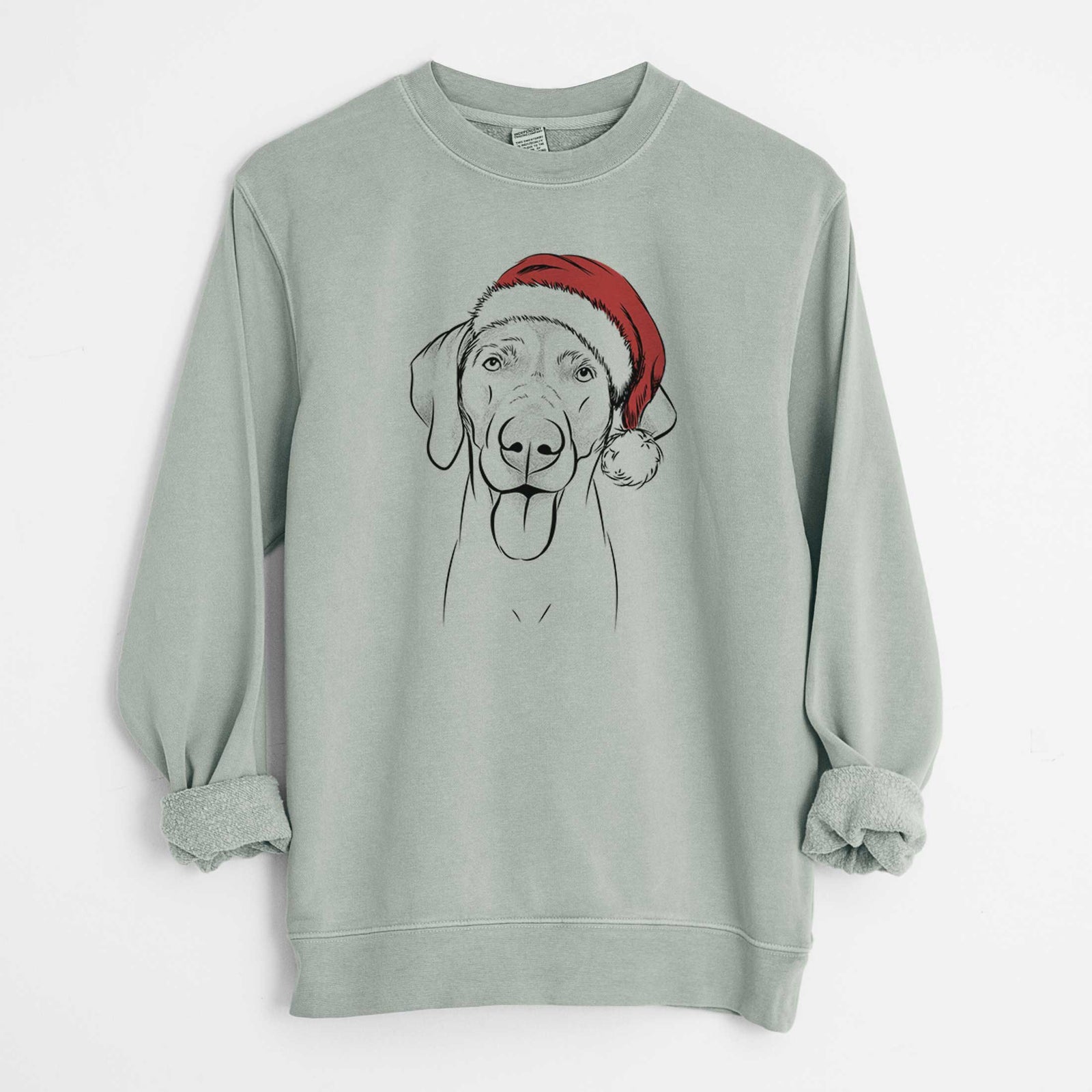 Santa Jackson the Weimaraner - Unisex Pigment Dyed Crew Sweatshirt