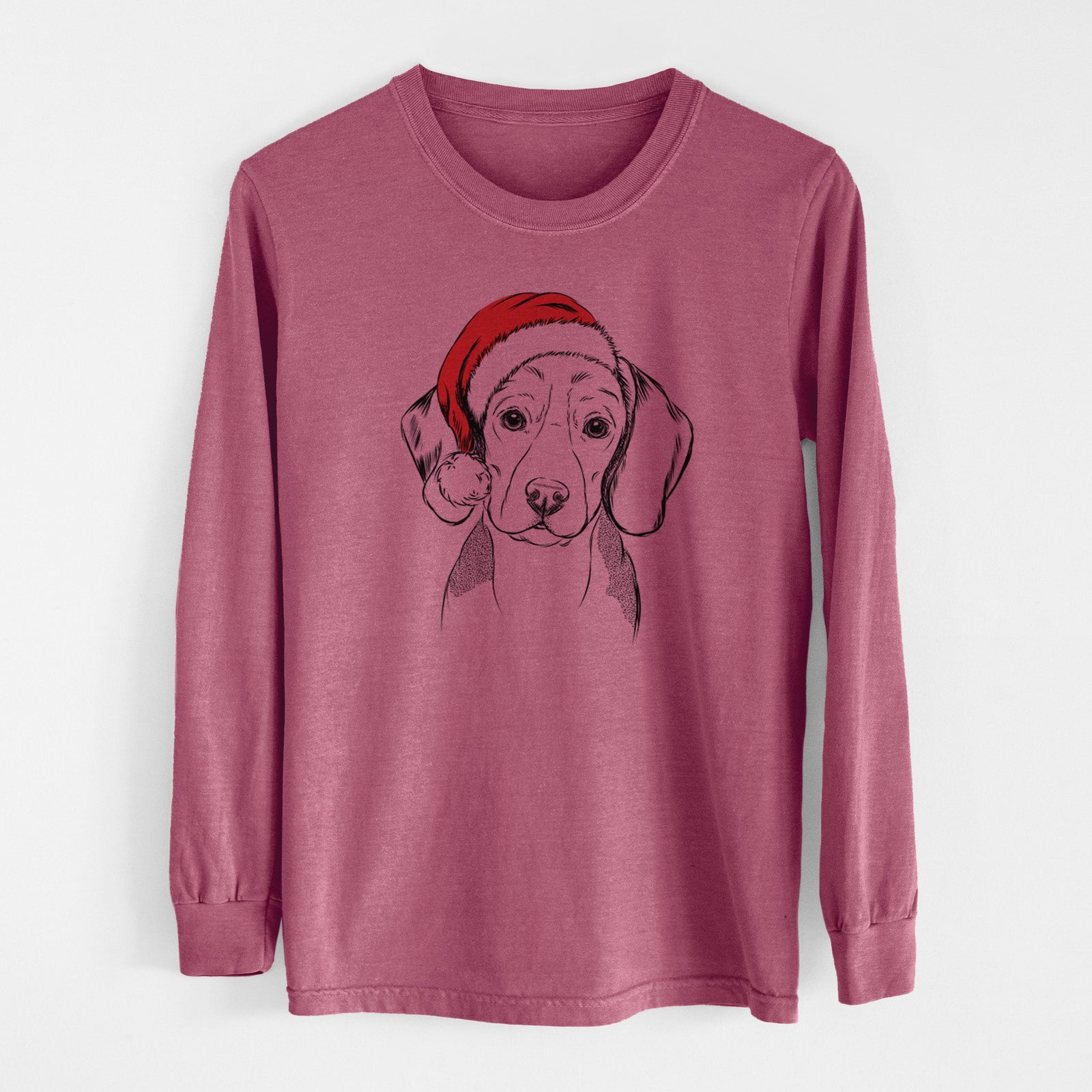 Santa Jake the Beagle - Men's Heavyweight 100% Cotton Long Sleeve