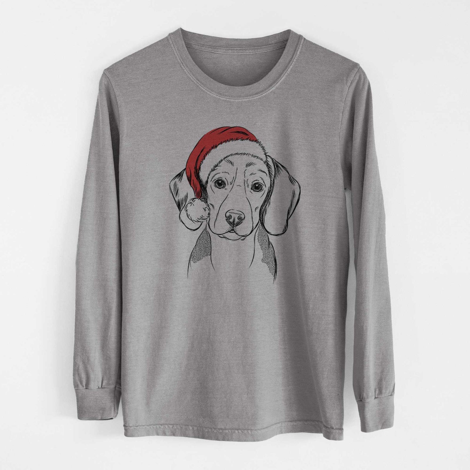 Santa Jake the Beagle - Men's Heavyweight 100% Cotton Long Sleeve