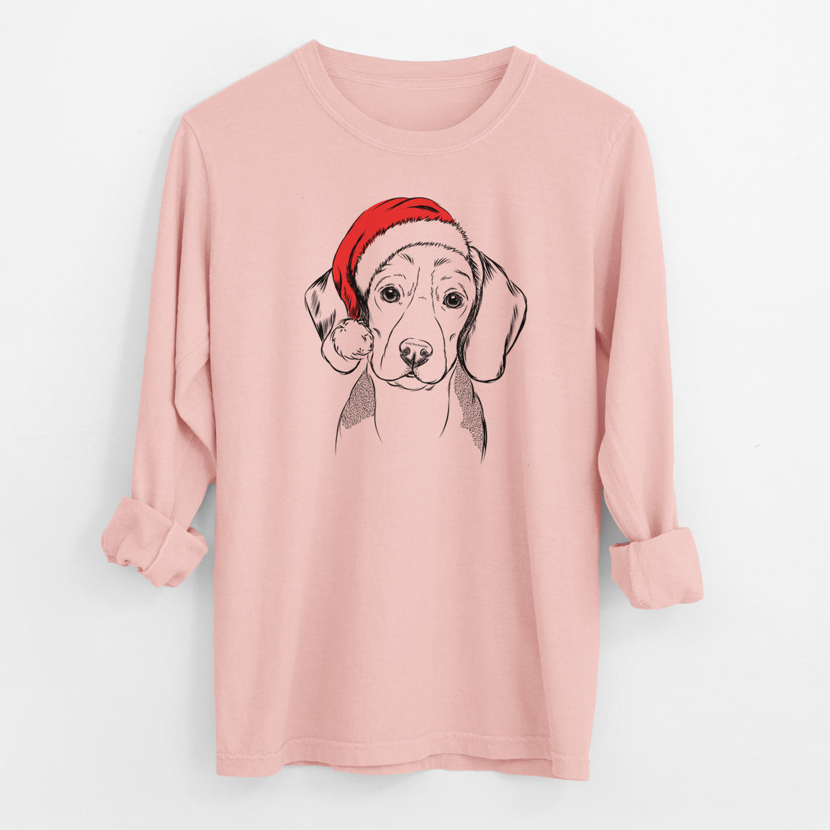 Santa Jake the Beagle - Men's Heavyweight 100% Cotton Long Sleeve