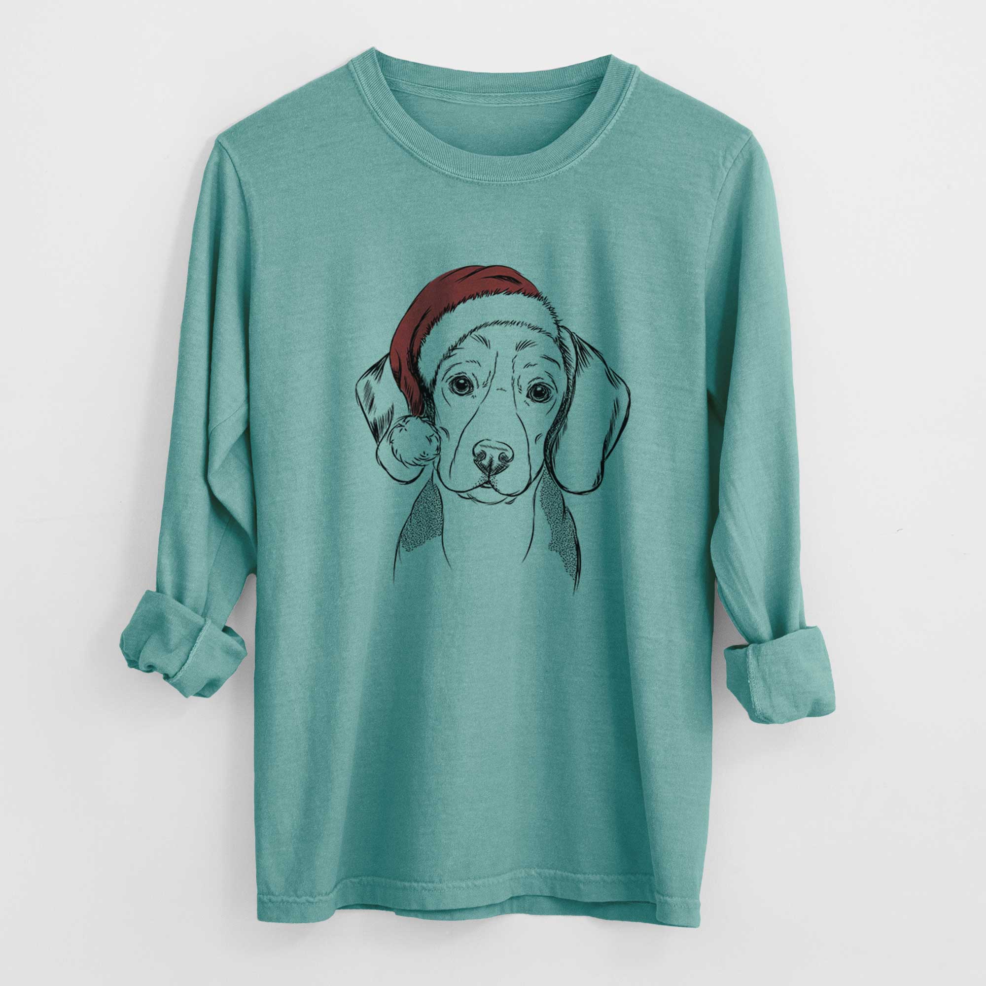 Santa Jake the Beagle - Men's Heavyweight 100% Cotton Long Sleeve