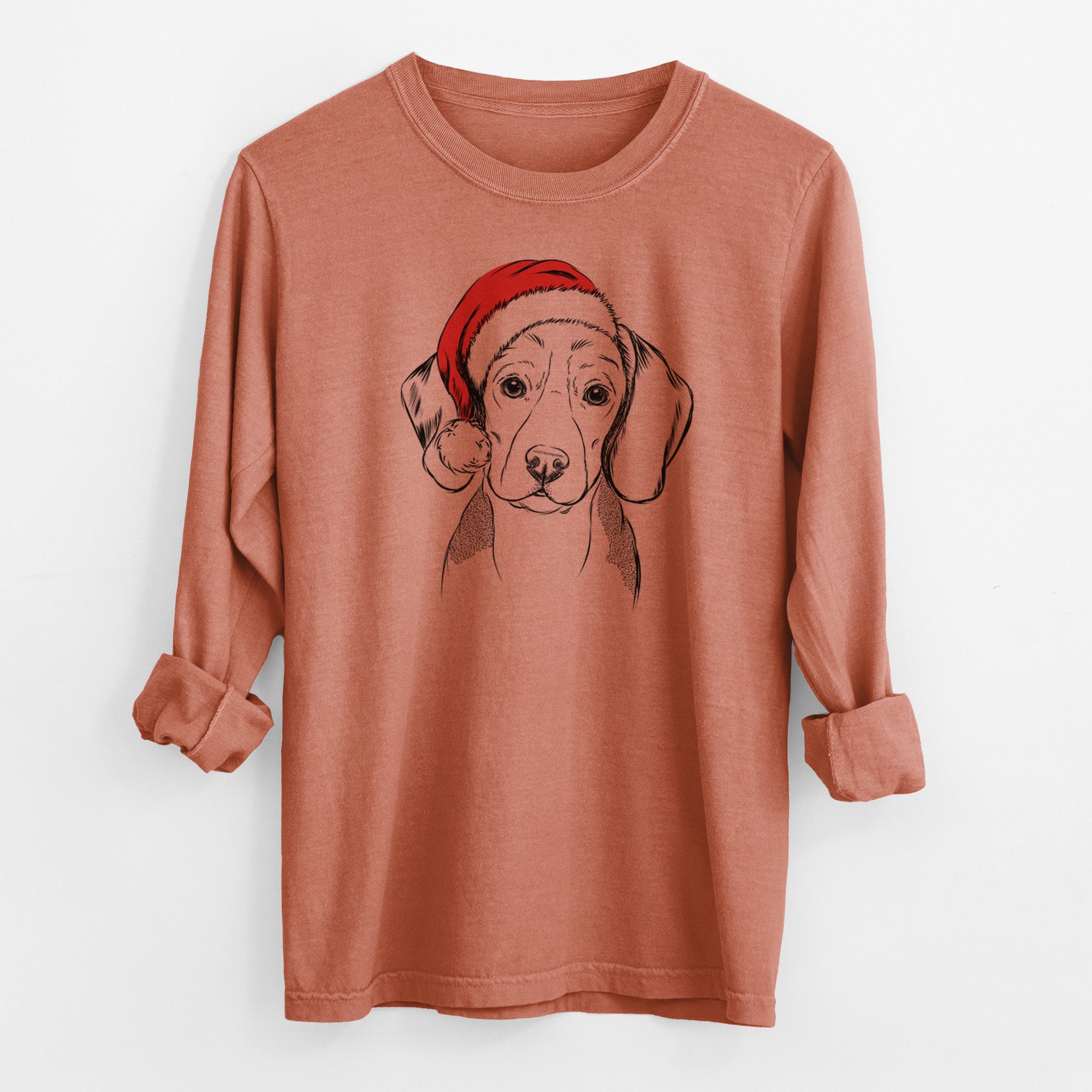 Santa Jake the Beagle - Men's Heavyweight 100% Cotton Long Sleeve