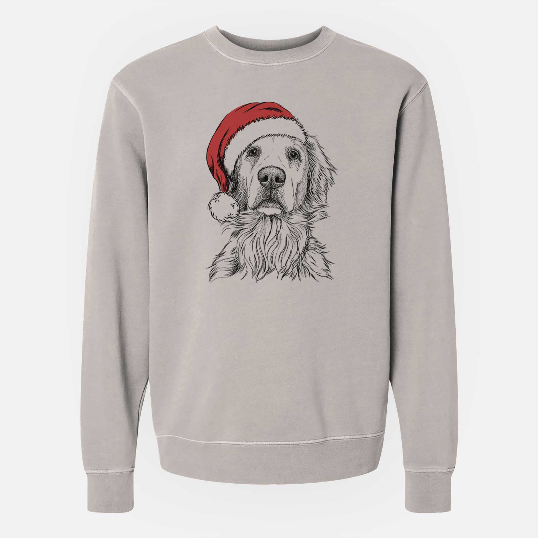 Santa Jake aroni the Golden Retriever - Unisex Pigment Dyed Crew Sweatshirt