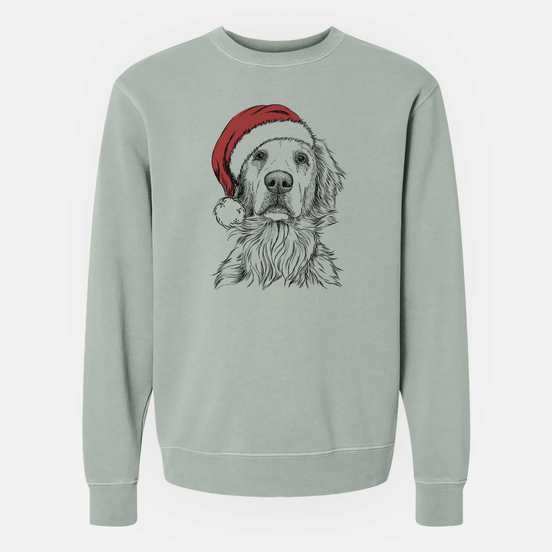 Santa Jake aroni the Golden Retriever - Unisex Pigment Dyed Crew Sweatshirt