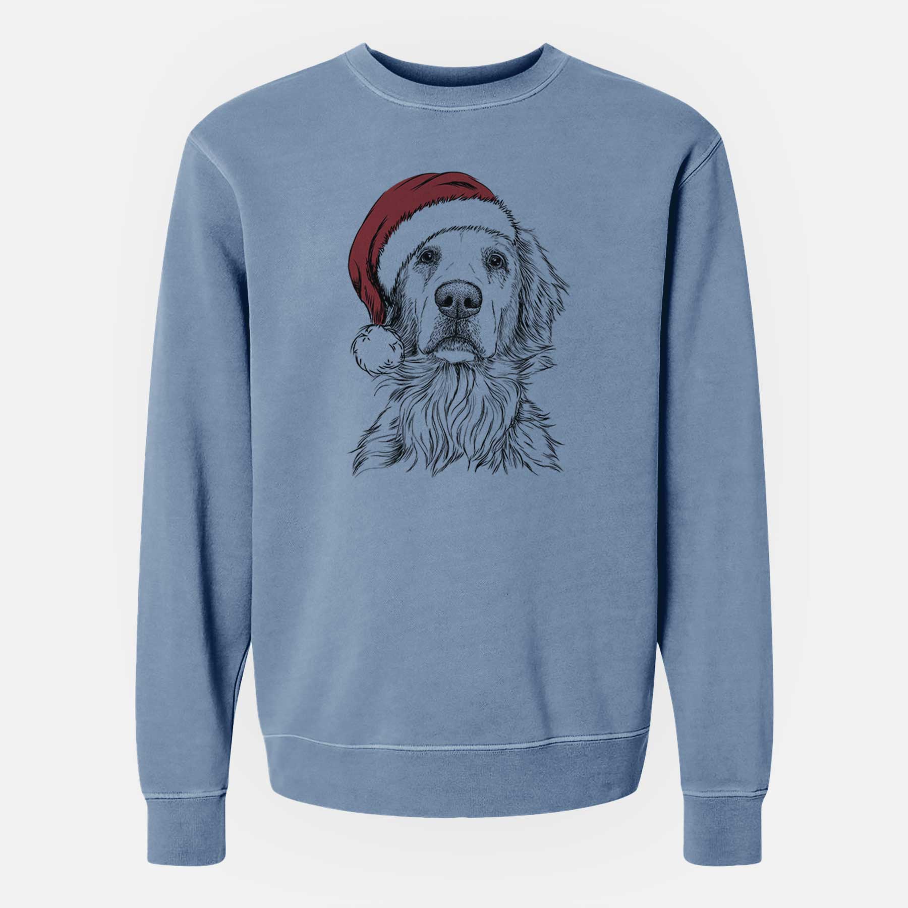 Santa Jake aroni the Golden Retriever - Unisex Pigment Dyed Crew Sweatshirt