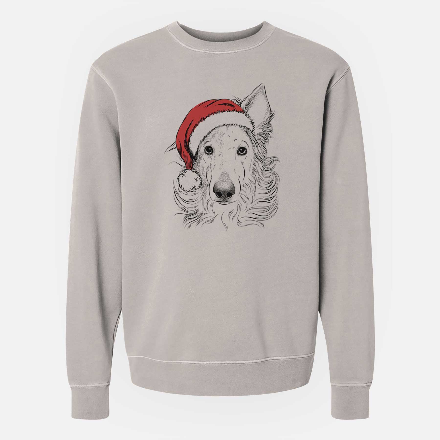 Santa Jasha the Borzoi - Unisex Pigment Dyed Crew Sweatshirt