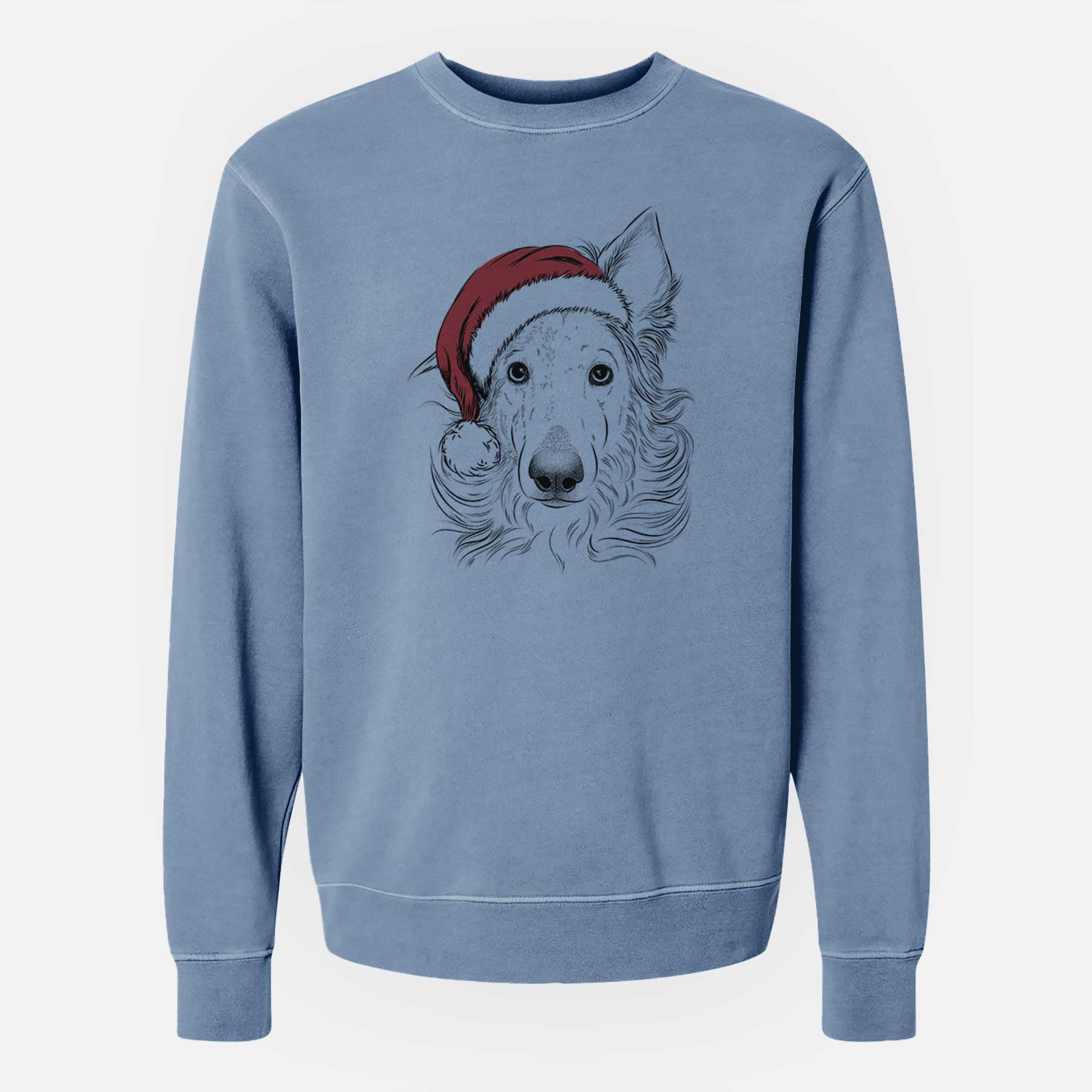 Santa Jasha the Borzoi - Unisex Pigment Dyed Crew Sweatshirt