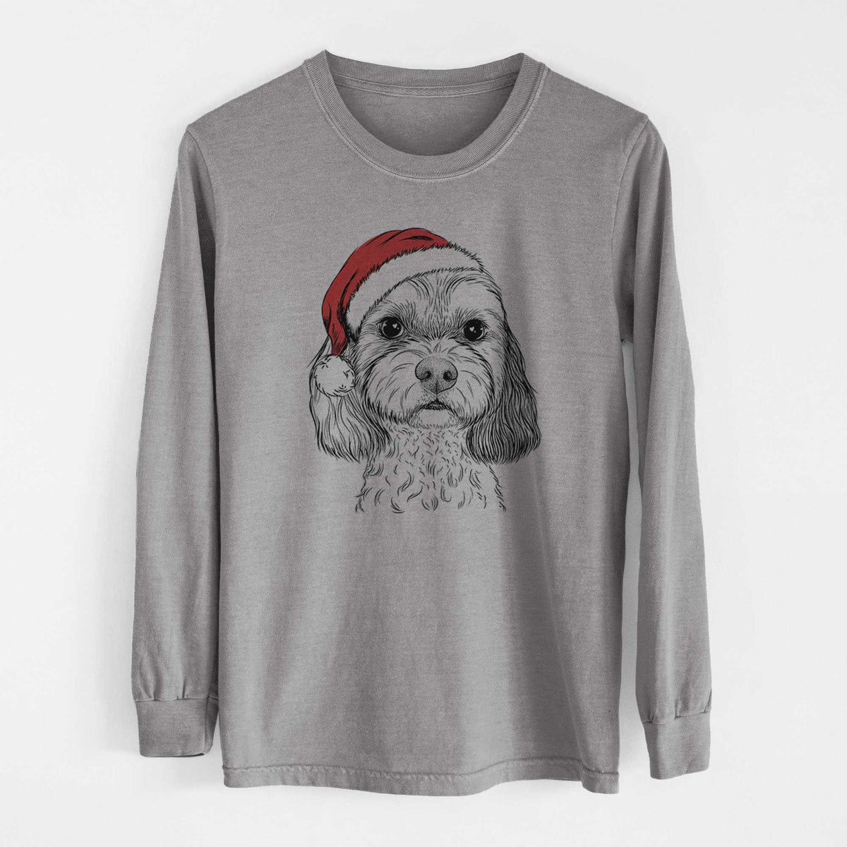 Santa Jasper Diggins the Cavapoo - Men's Heavyweight 100% Cotton Long Sleeve