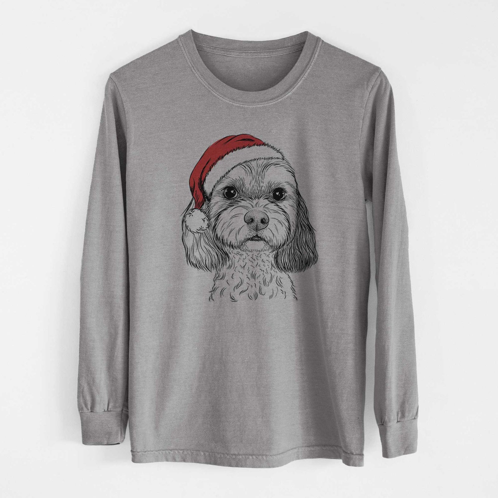 Santa Jasper Diggins the Cavapoo - Men's Heavyweight 100% Cotton Long Sleeve