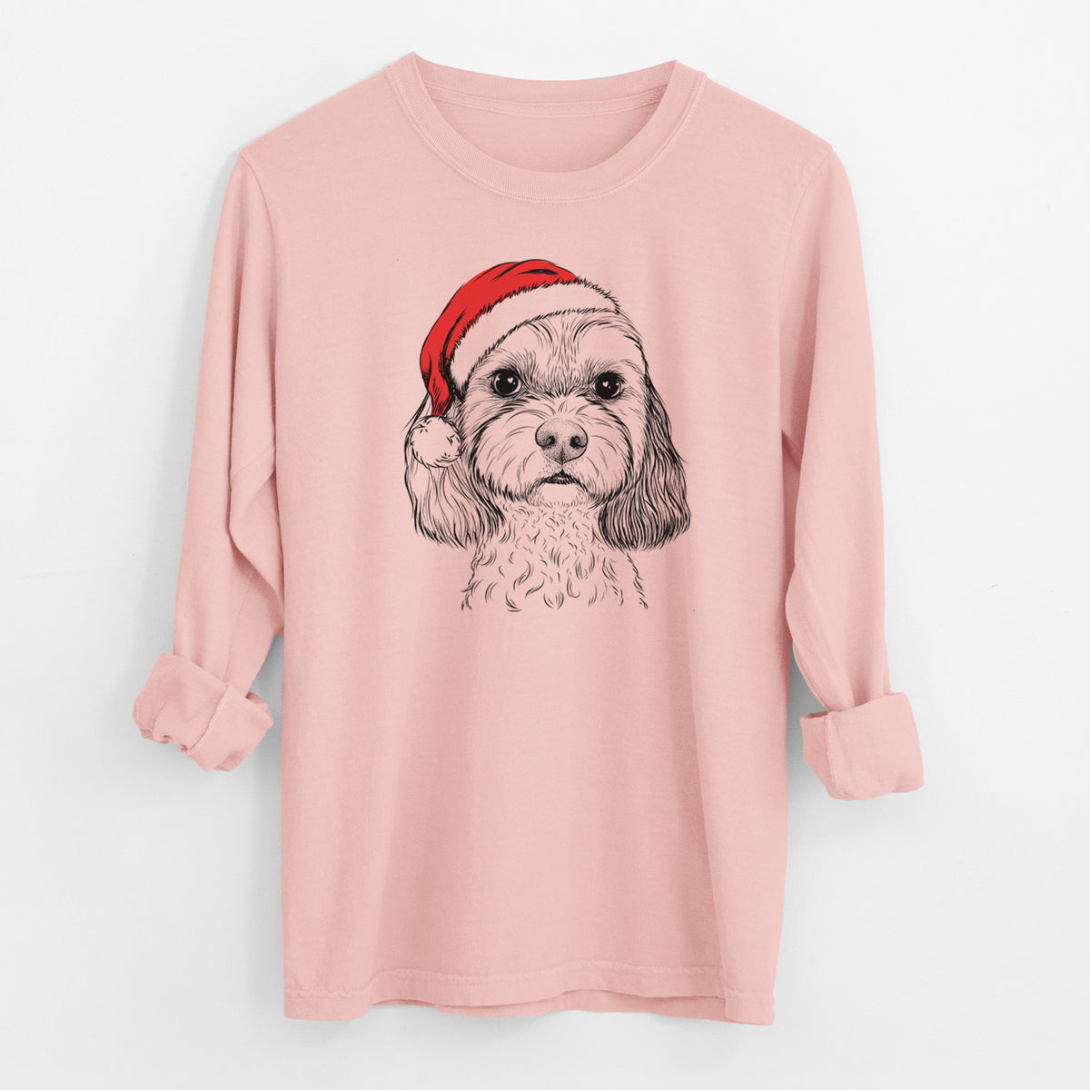 Santa Jasper Diggins the Cavapoo - Men's Heavyweight 100% Cotton Long Sleeve