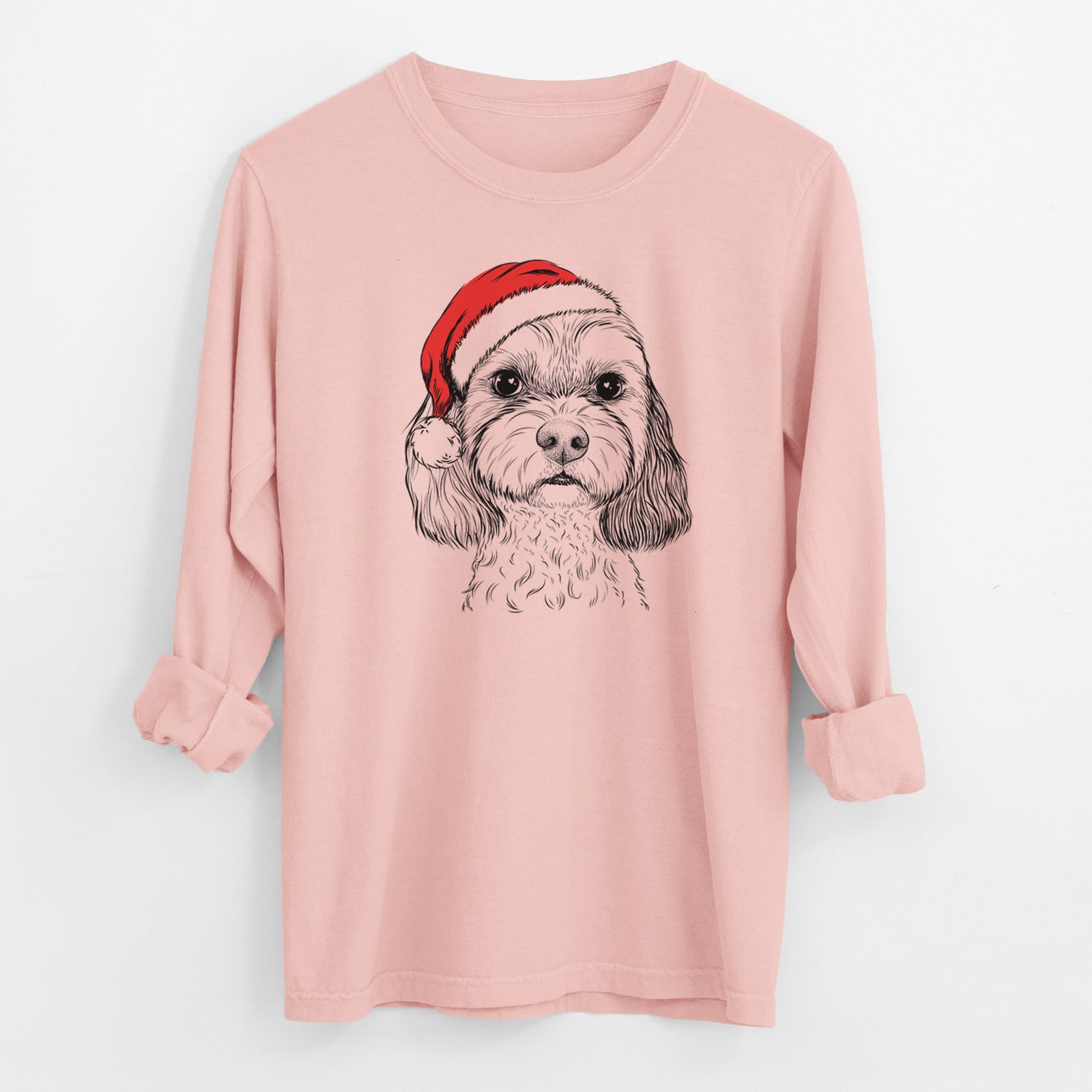 Santa Jasper Diggins the Cavapoo - Men's Heavyweight 100% Cotton Long Sleeve