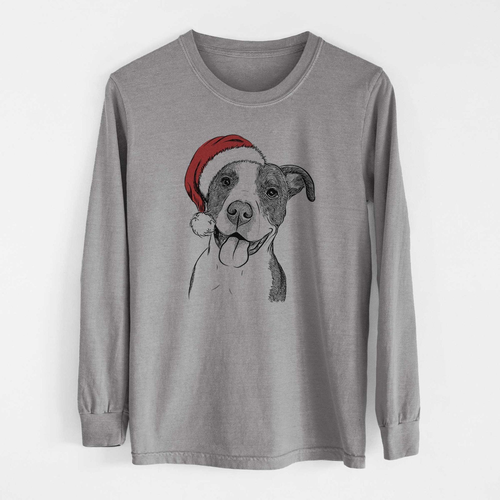 Santa Jax the American Pitbull Terrier Mix - Men's Heavyweight 100% Cotton Long Sleeve