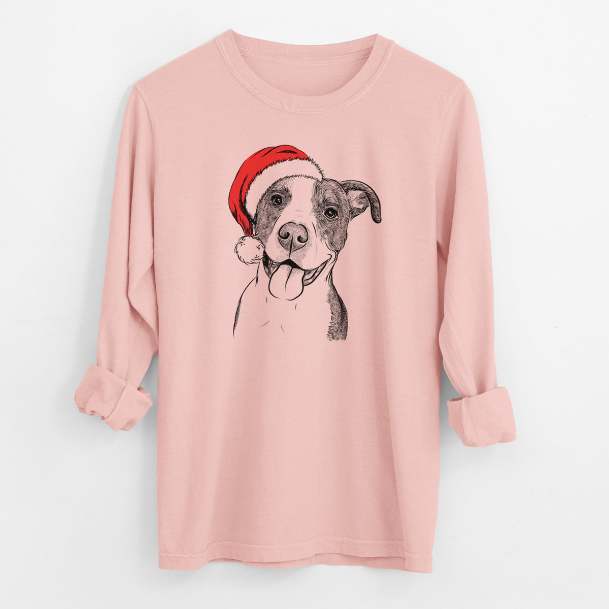 Santa Jax the American Pitbull Terrier Mix - Men's Heavyweight 100% Cotton Long Sleeve