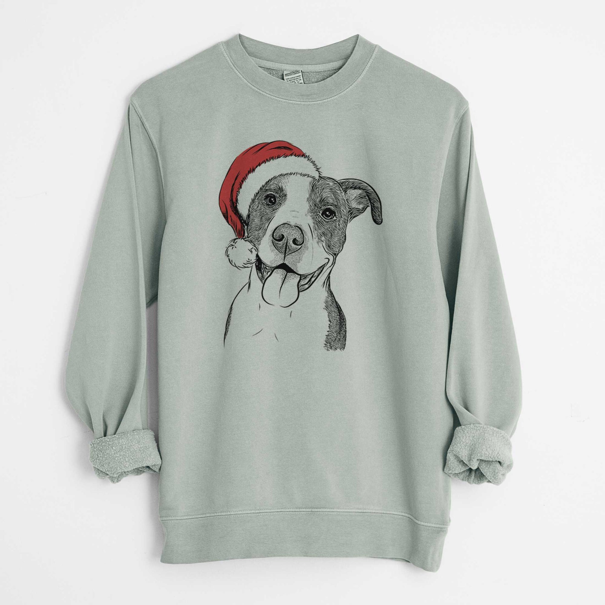 Santa Jax the American Pitbull Terrier Mix - Unisex Pigment Dyed Crew Sweatshirt