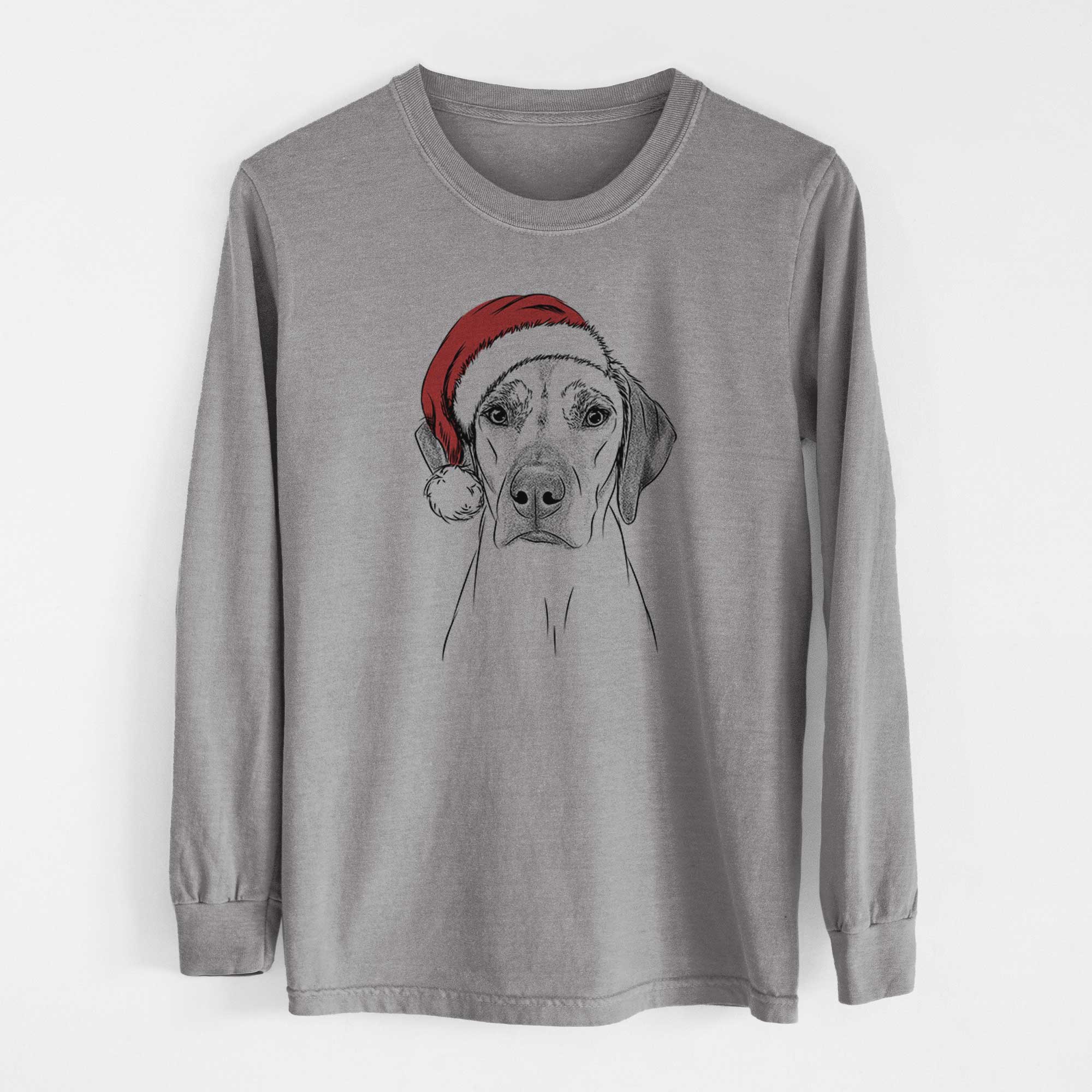 Santa Jenga the Rhodesian Ridgeback - Men's Heavyweight 100% Cotton Long Sleeve