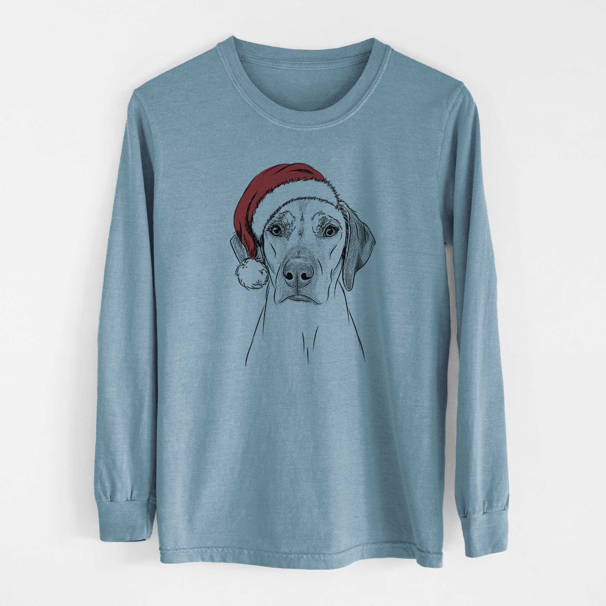 Santa Jenga the Rhodesian Ridgeback - Men's Heavyweight 100% Cotton Long Sleeve