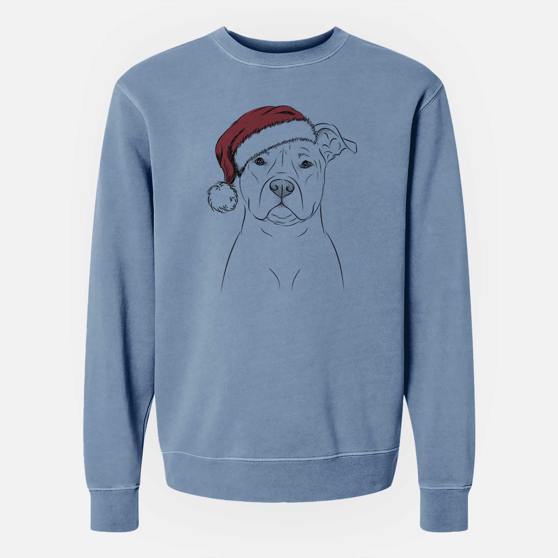 Santa Jethro the American Staffordshire Terrier - Unisex Pigment Dyed Crew Sweatshirt