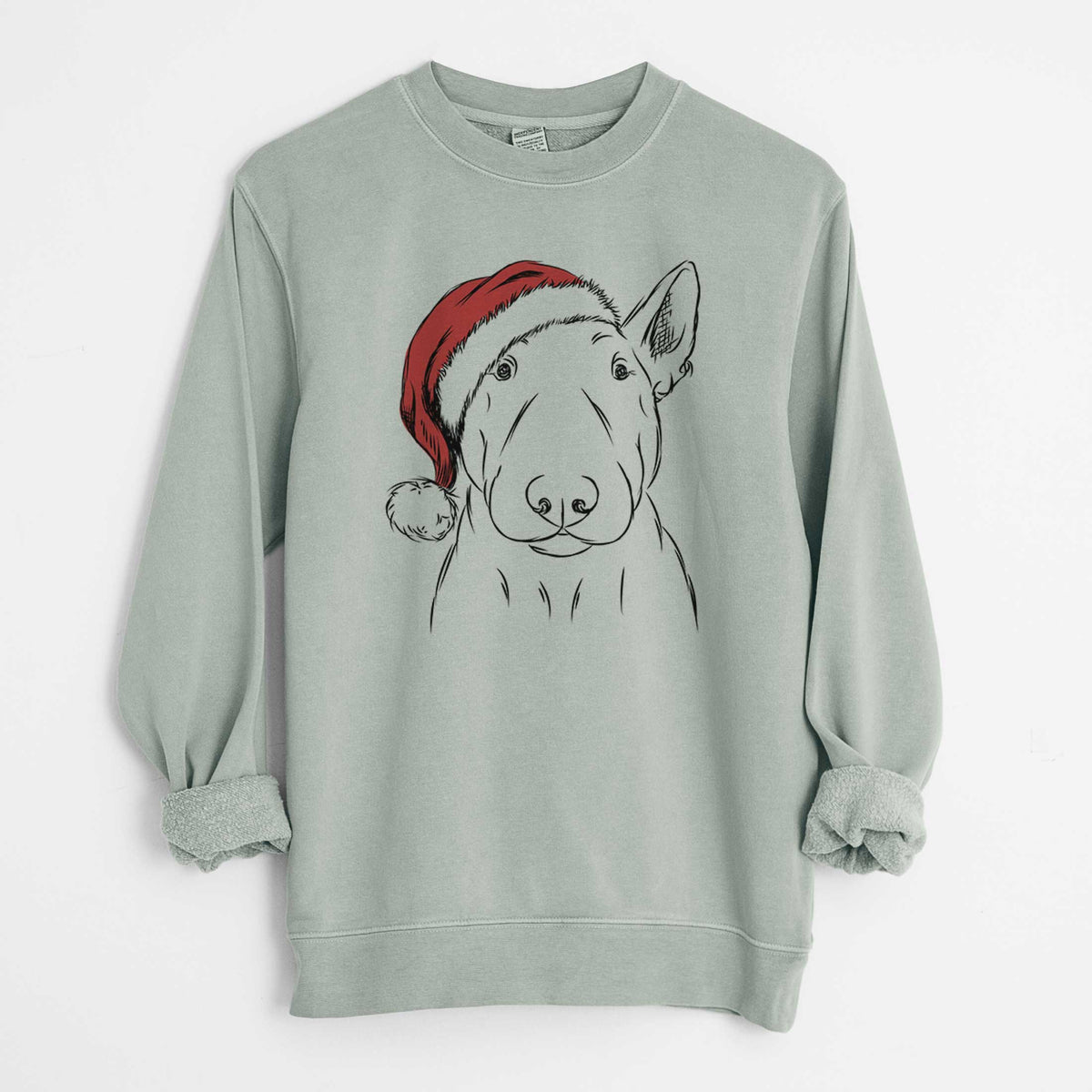 Santa Jett the Bull Terrier - Unisex Pigment Dyed Crew Sweatshirt