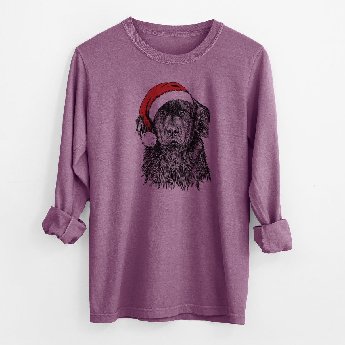 Santa Jinx the Newfoundland - Men's Heavyweight 100% Cotton Long Sleeve
