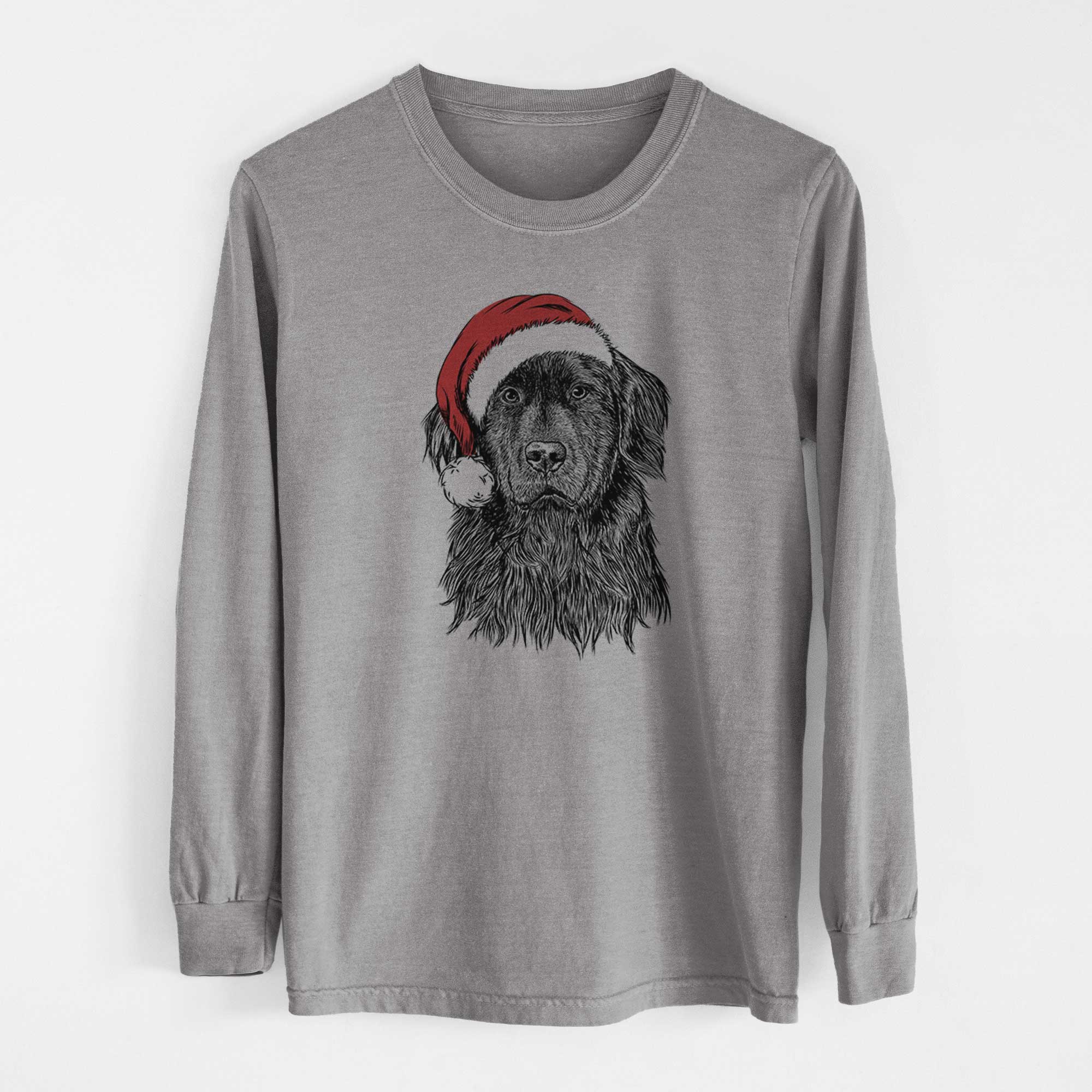 Santa Jinx the Newfoundland - Men's Heavyweight 100% Cotton Long Sleeve