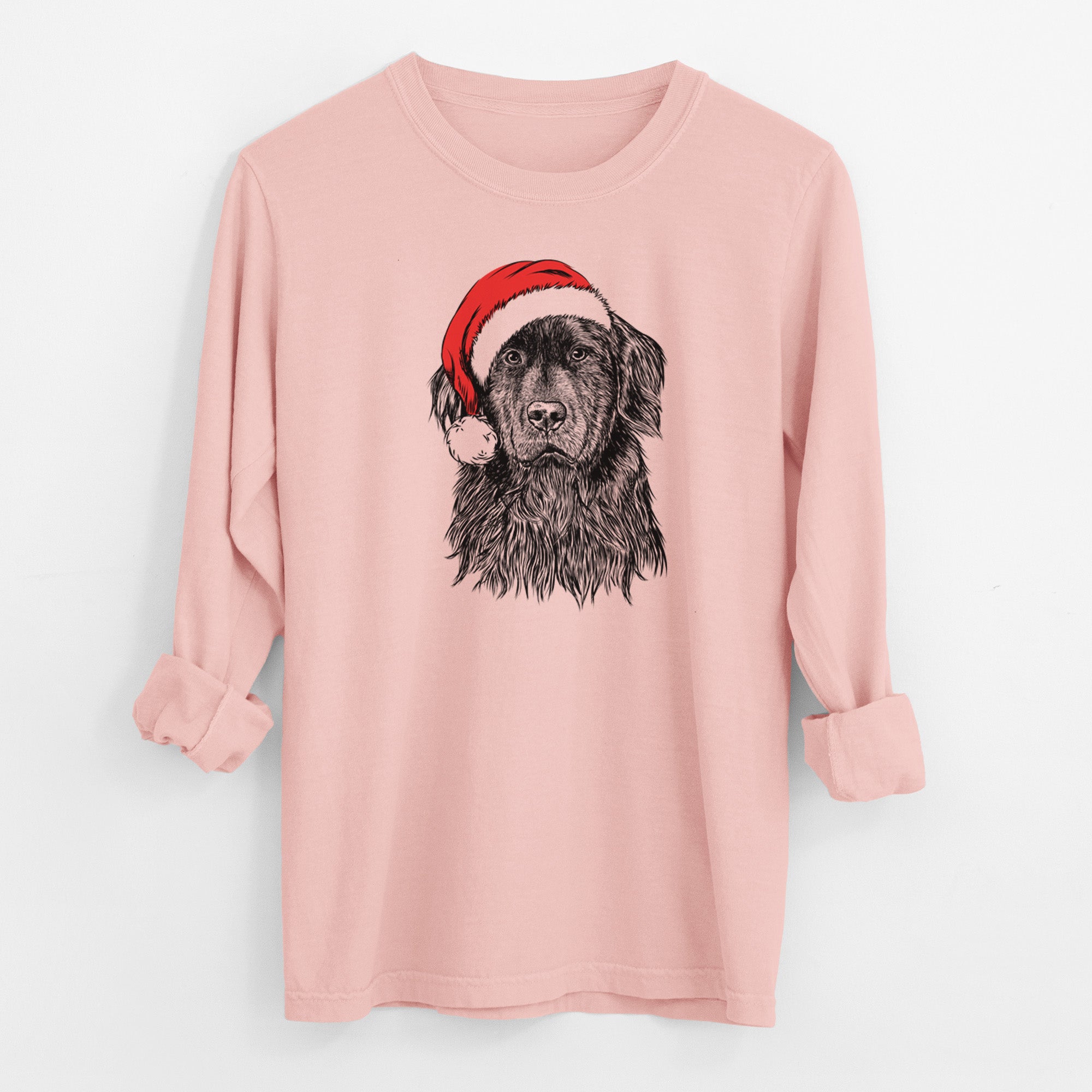 Santa Jinx the Newfoundland - Men's Heavyweight 100% Cotton Long Sleeve