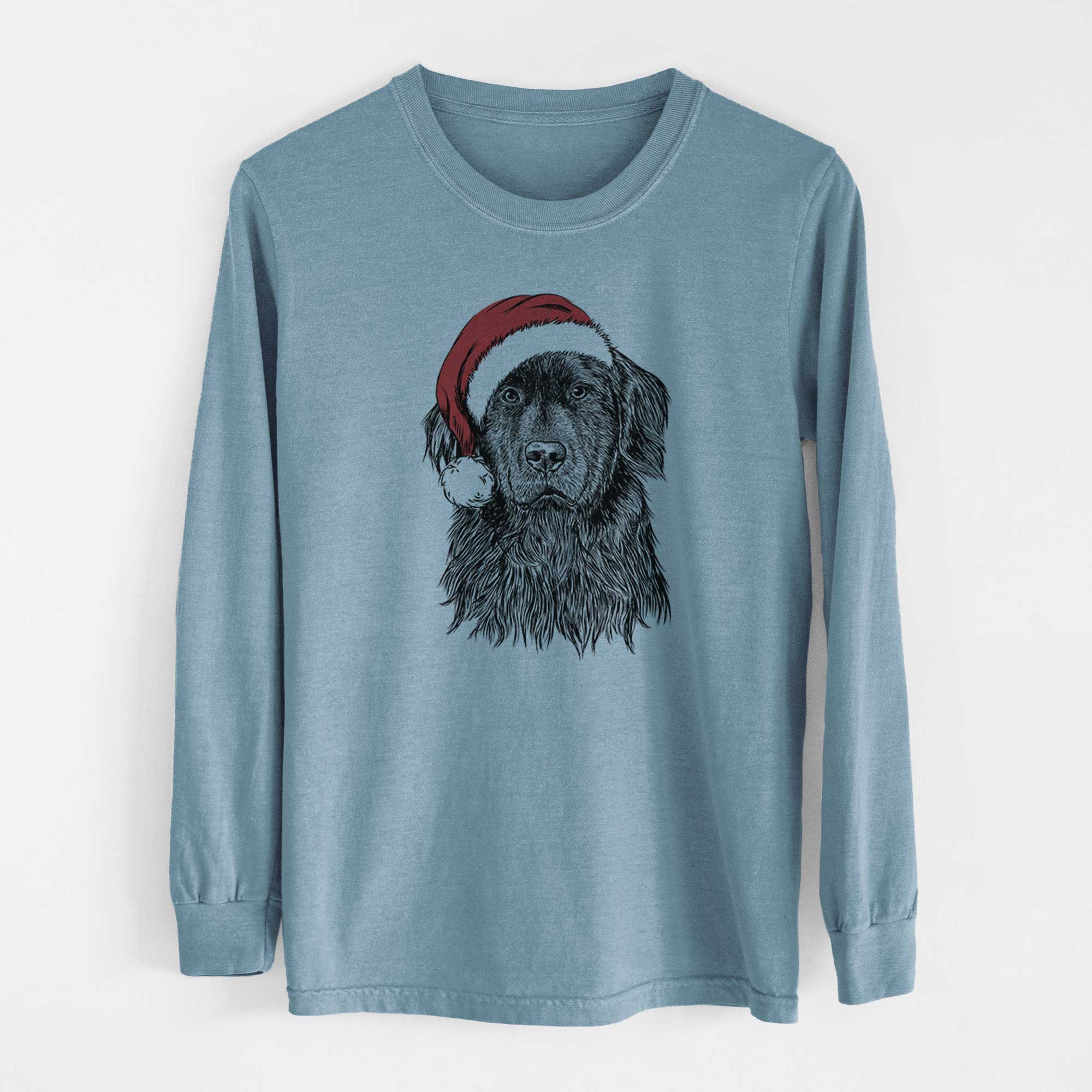 Santa Jinx the Newfoundland - Men's Heavyweight 100% Cotton Long Sleeve