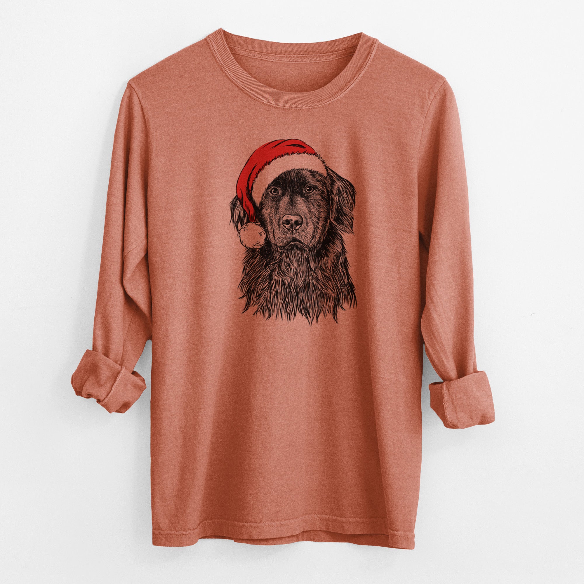 Santa Jinx the Newfoundland - Men's Heavyweight 100% Cotton Long Sleeve