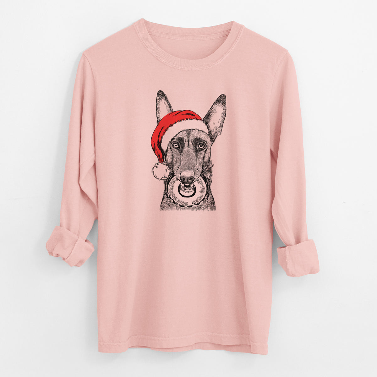 Santa Juno the Belgian Malinois - Men's Heavyweight 100% Cotton Long Sleeve
