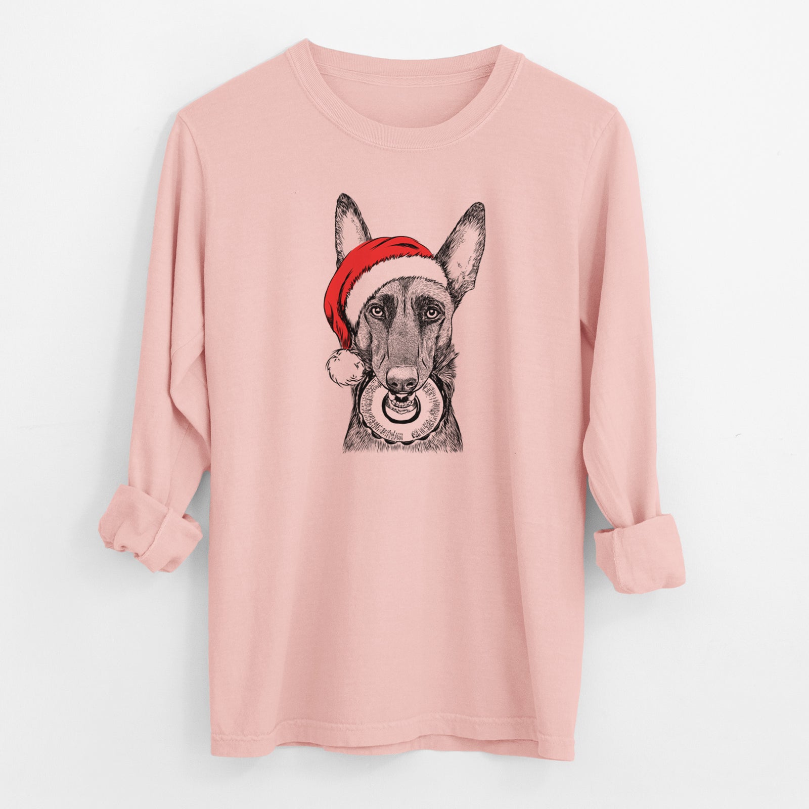 Santa Juno the Belgian Malinois - Men's Heavyweight 100% Cotton Long Sleeve