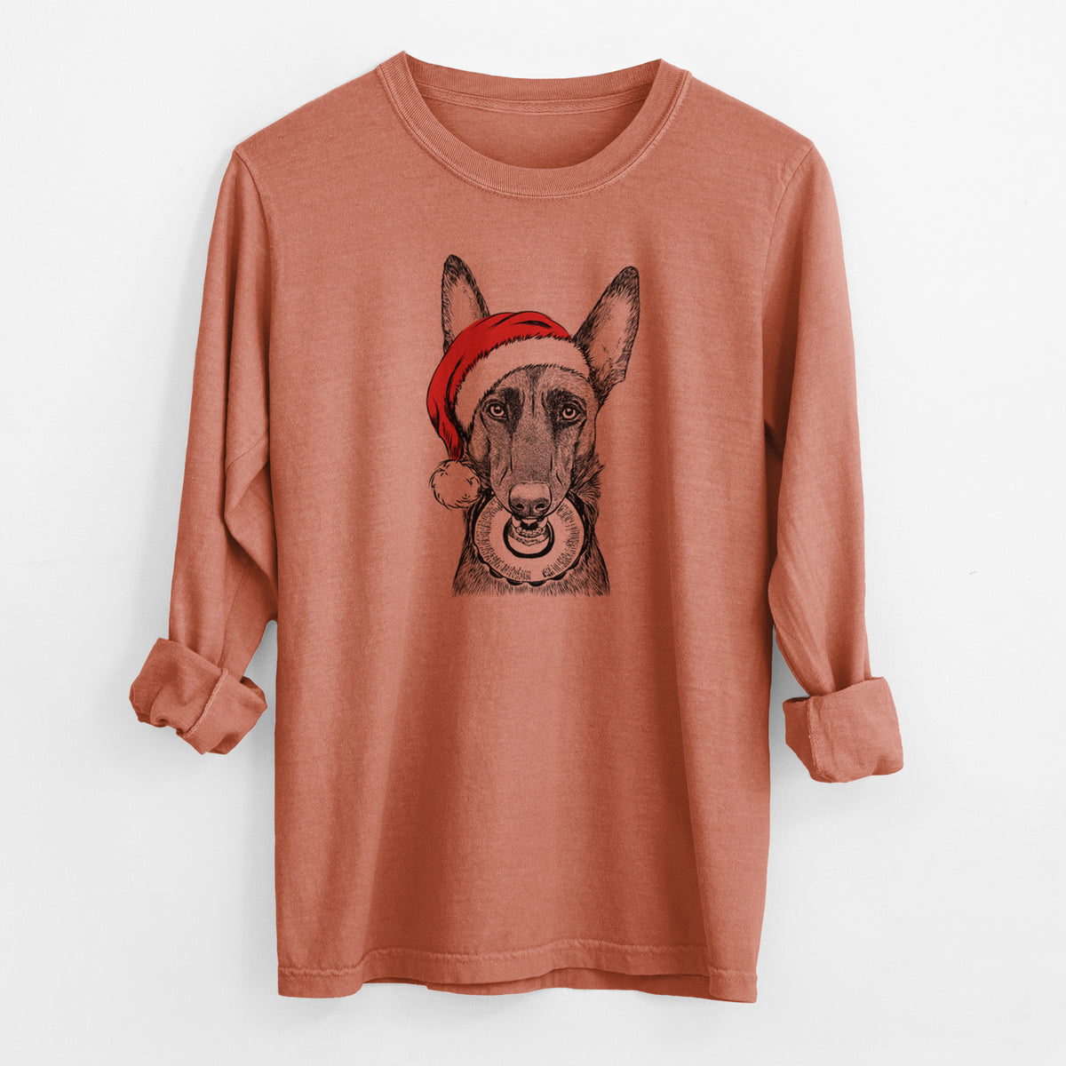 Santa Juno the Belgian Malinois - Men's Heavyweight 100% Cotton Long Sleeve