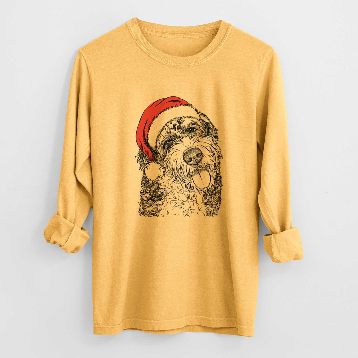 Santa Kaci the Bernedoodle - Men's Heavyweight 100% Cotton Long Sleeve